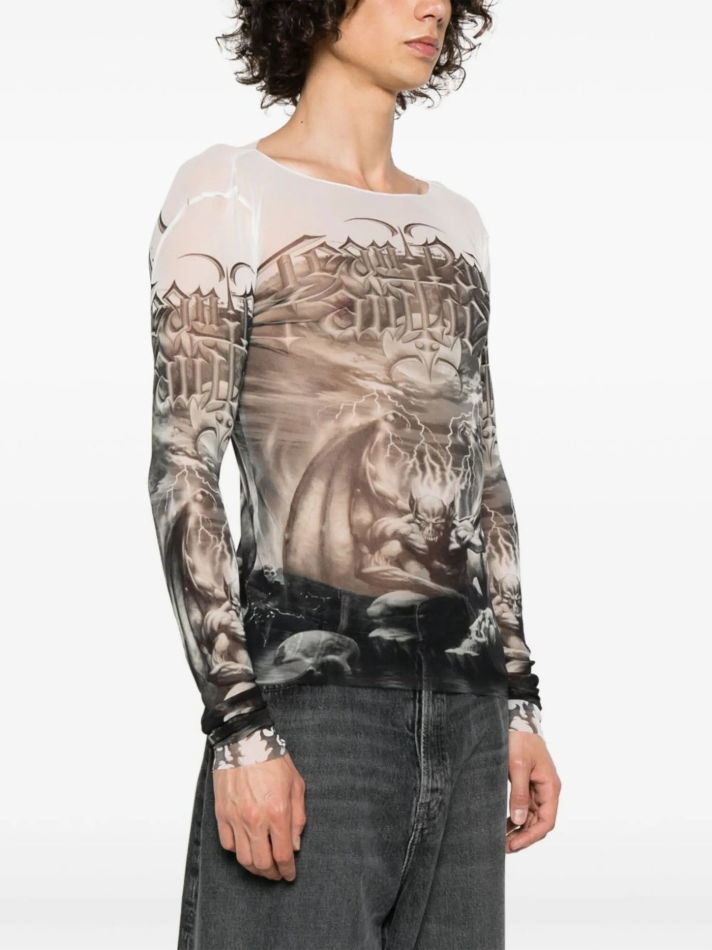 Diablo-print mesh T-shirt