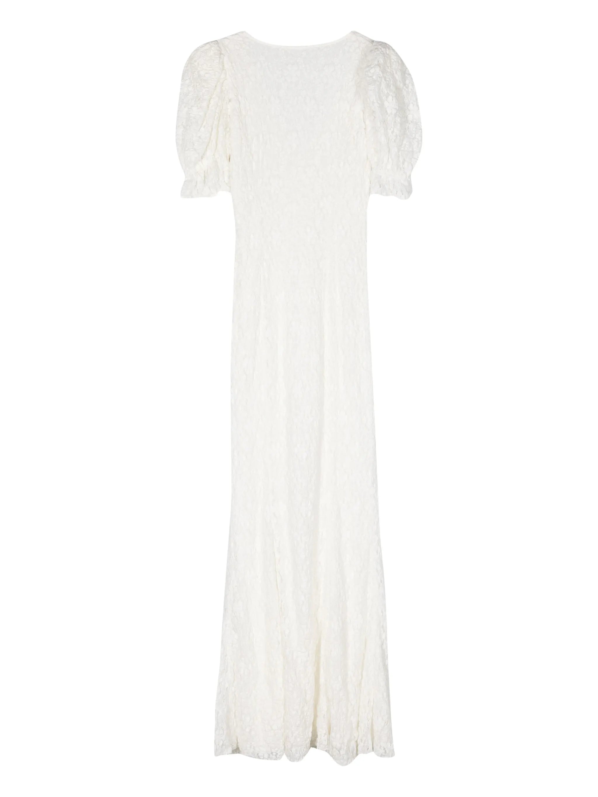 puffy-sleeve lace maxi dress