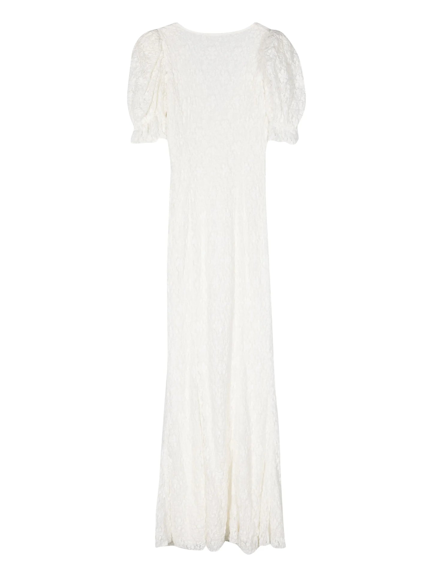 puffy-sleeve lace maxi dress