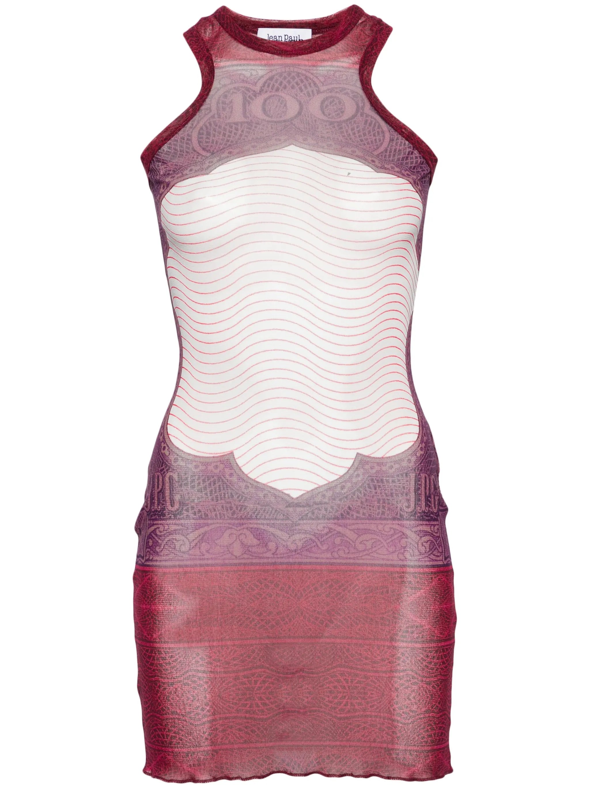 Cartouche-print tulle mini dress