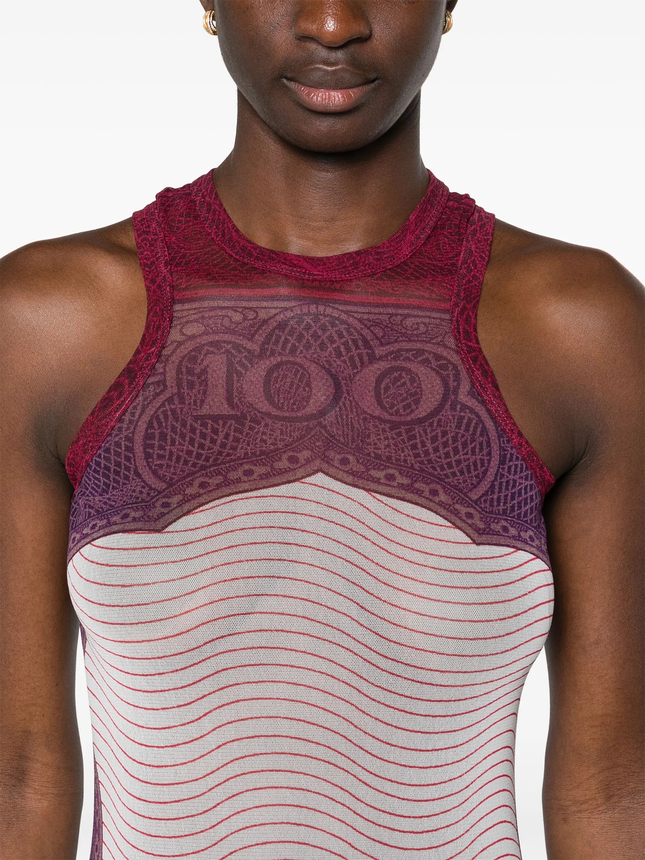 Cartouche-print tulle mini dress