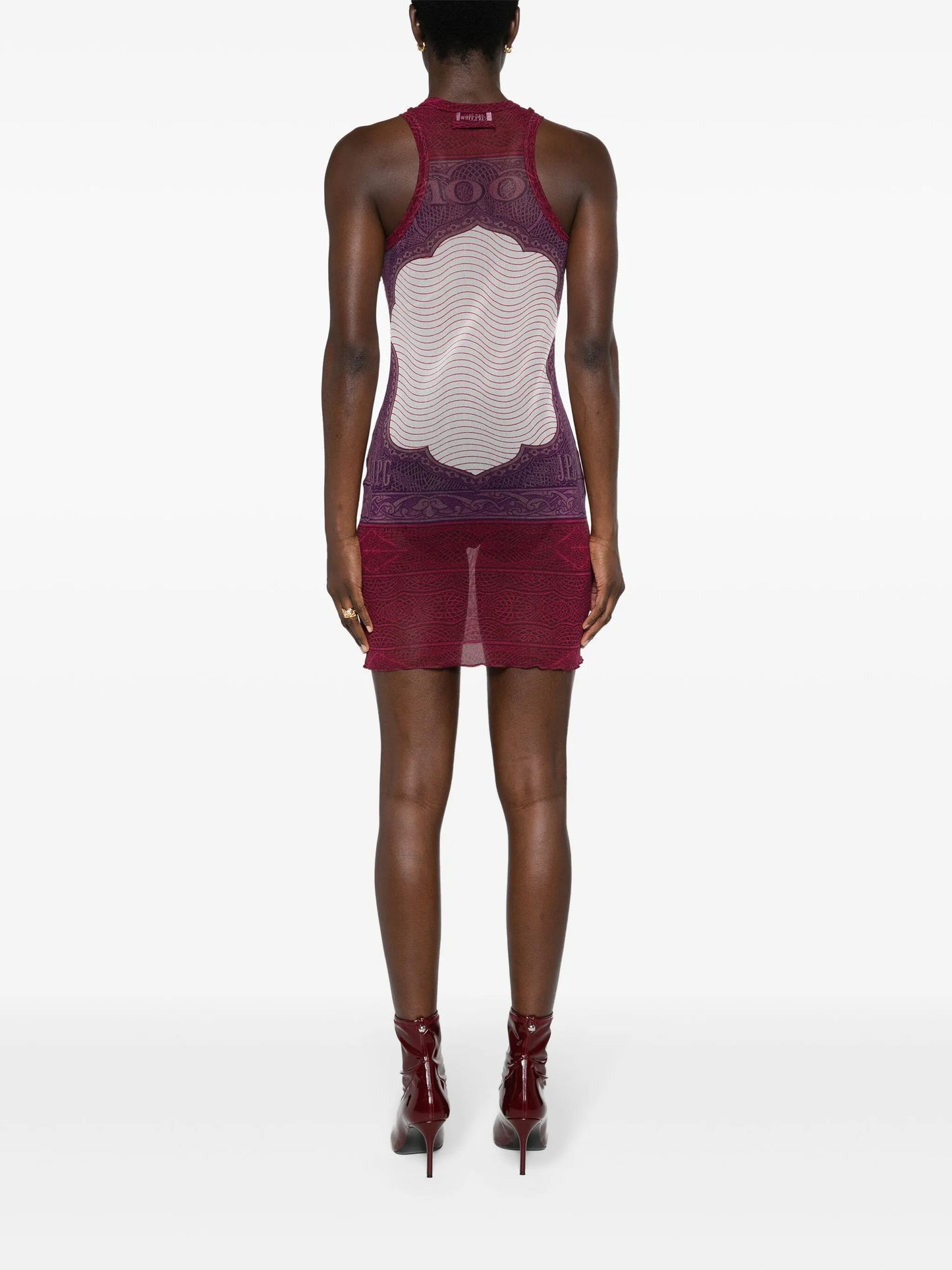 Cartouche-print tulle mini dress