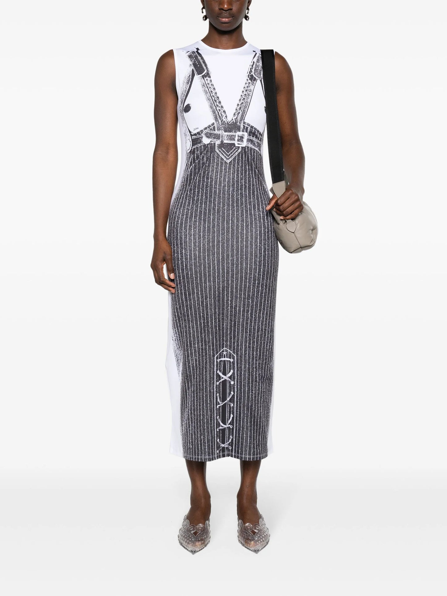 Madonna trompe l'oeil midi dress