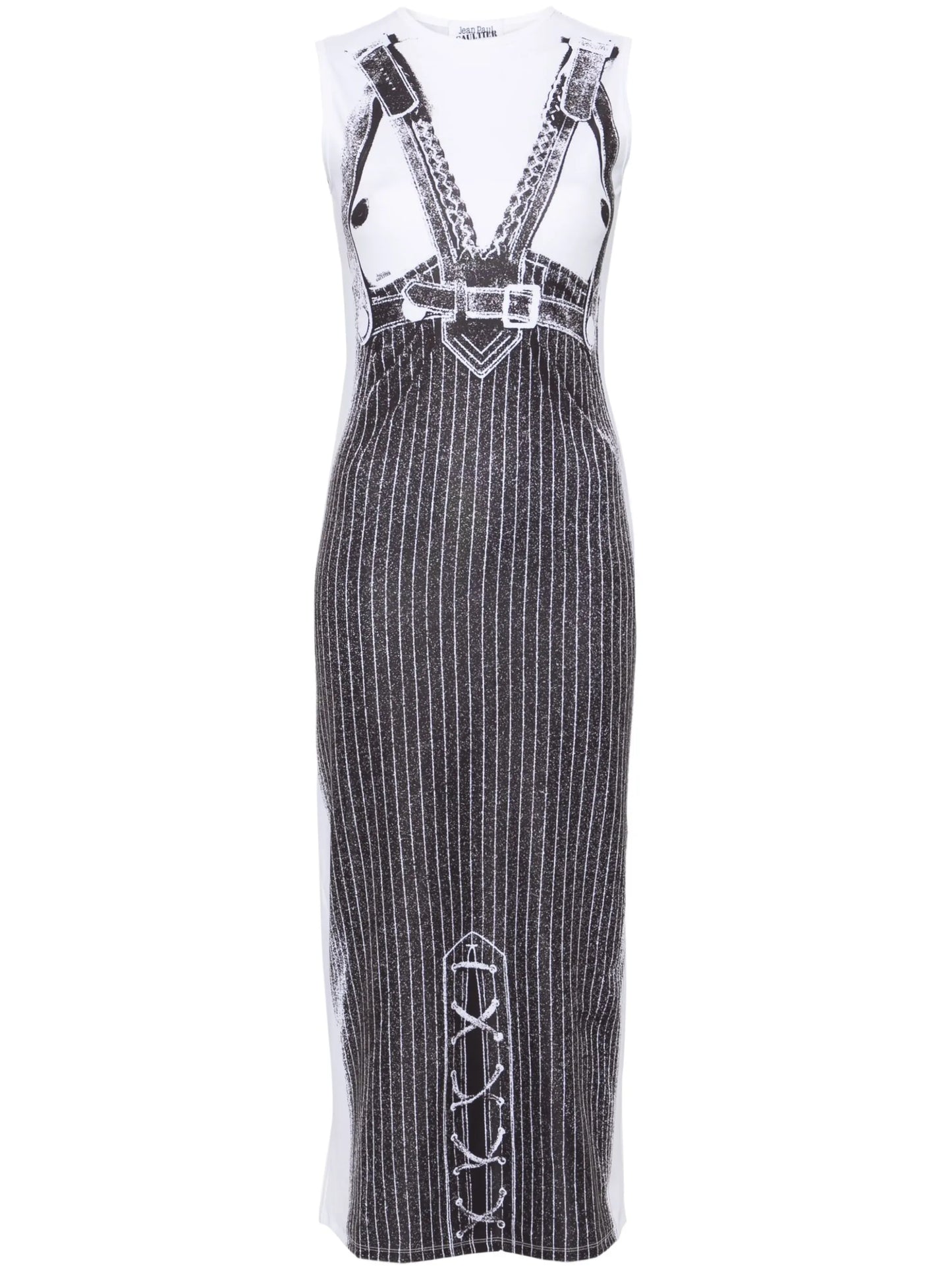 Madonna trompe l'oeil midi dress
