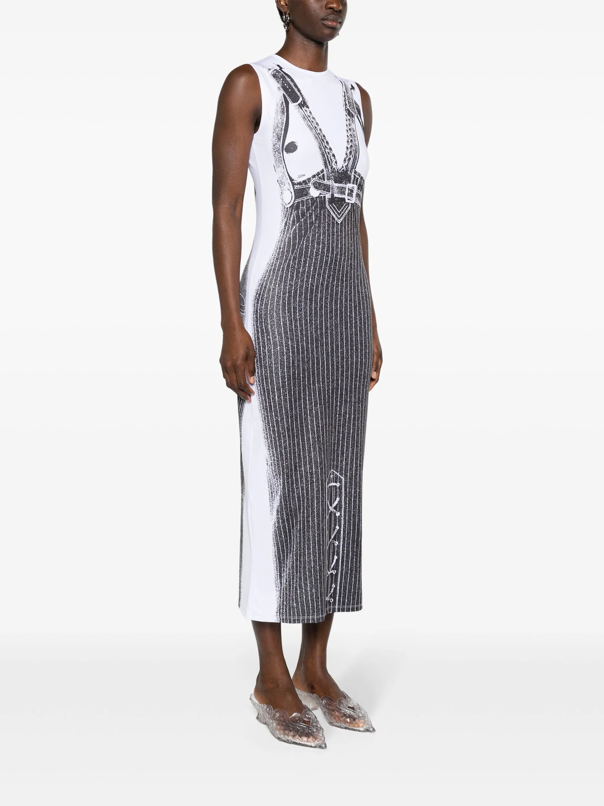 Madonna trompe l'oeil midi dress