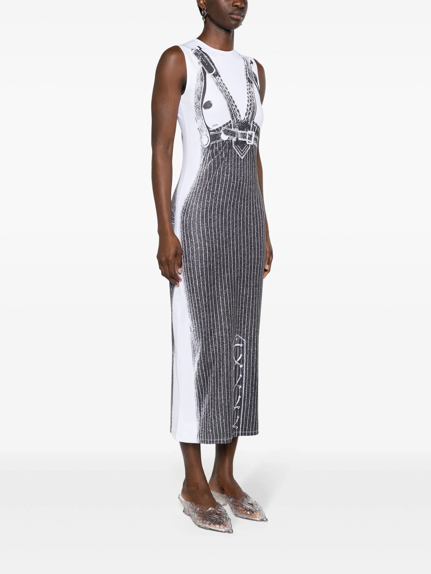 Madonna trompe l'oeil midi dress