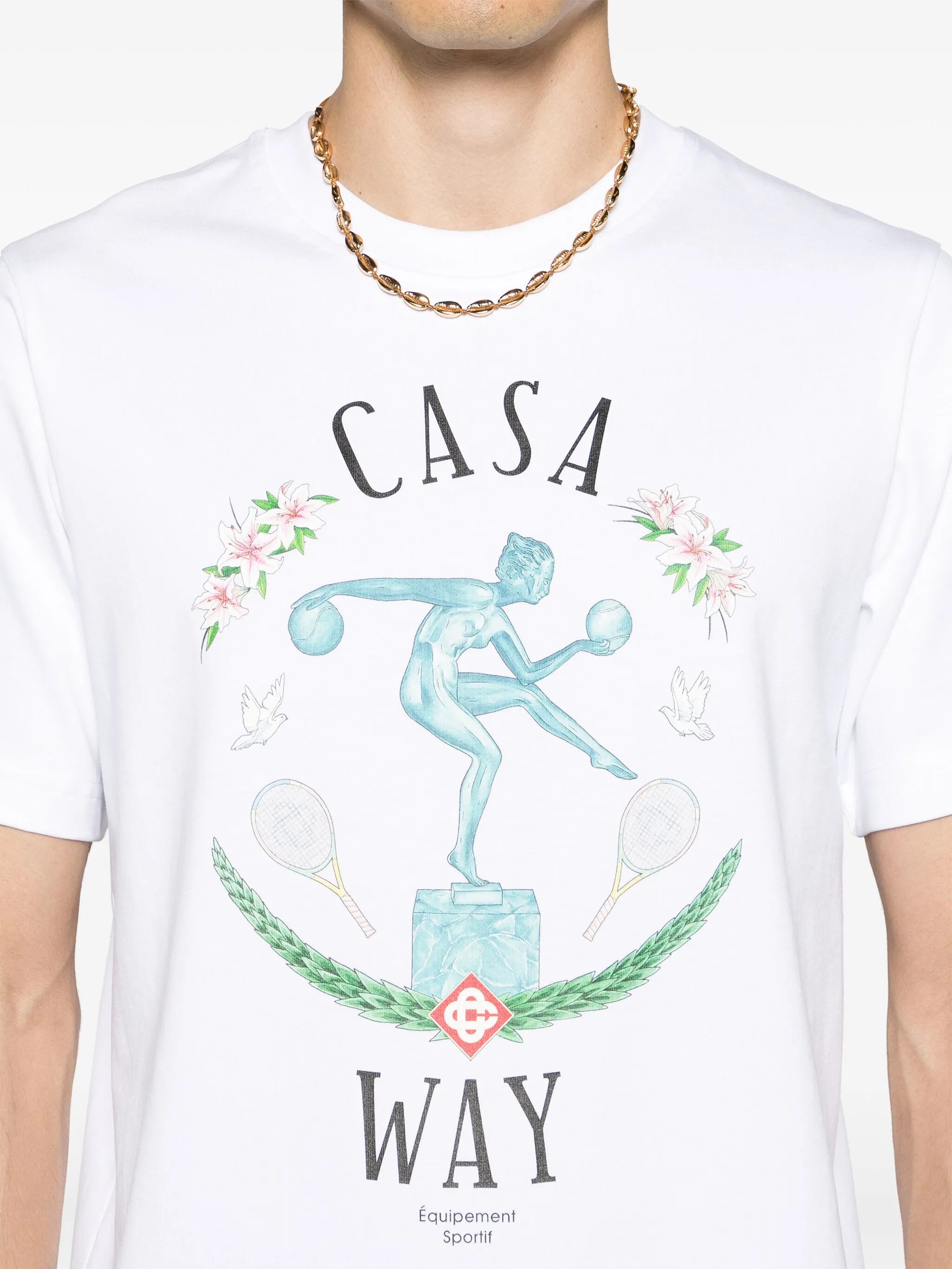 Statue En Marbre-print cotton T-shirt