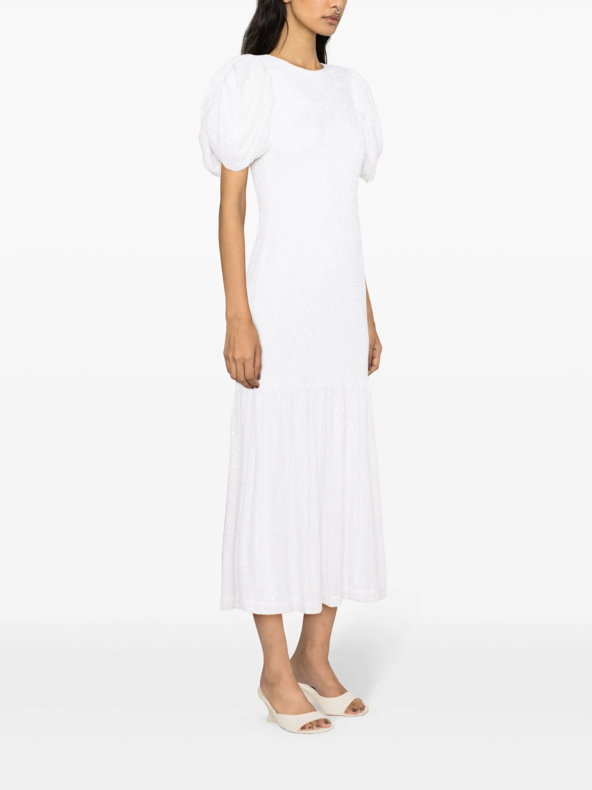 sequinned puff-sleeve maxi dress