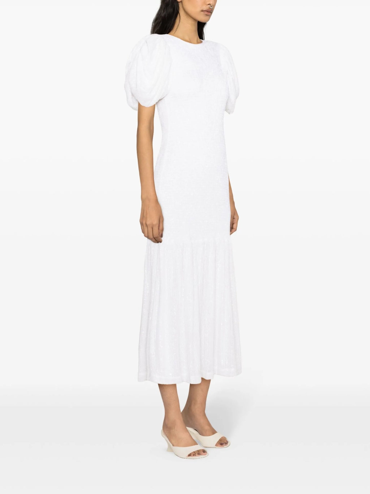 sequinned puff-sleeve maxi dress