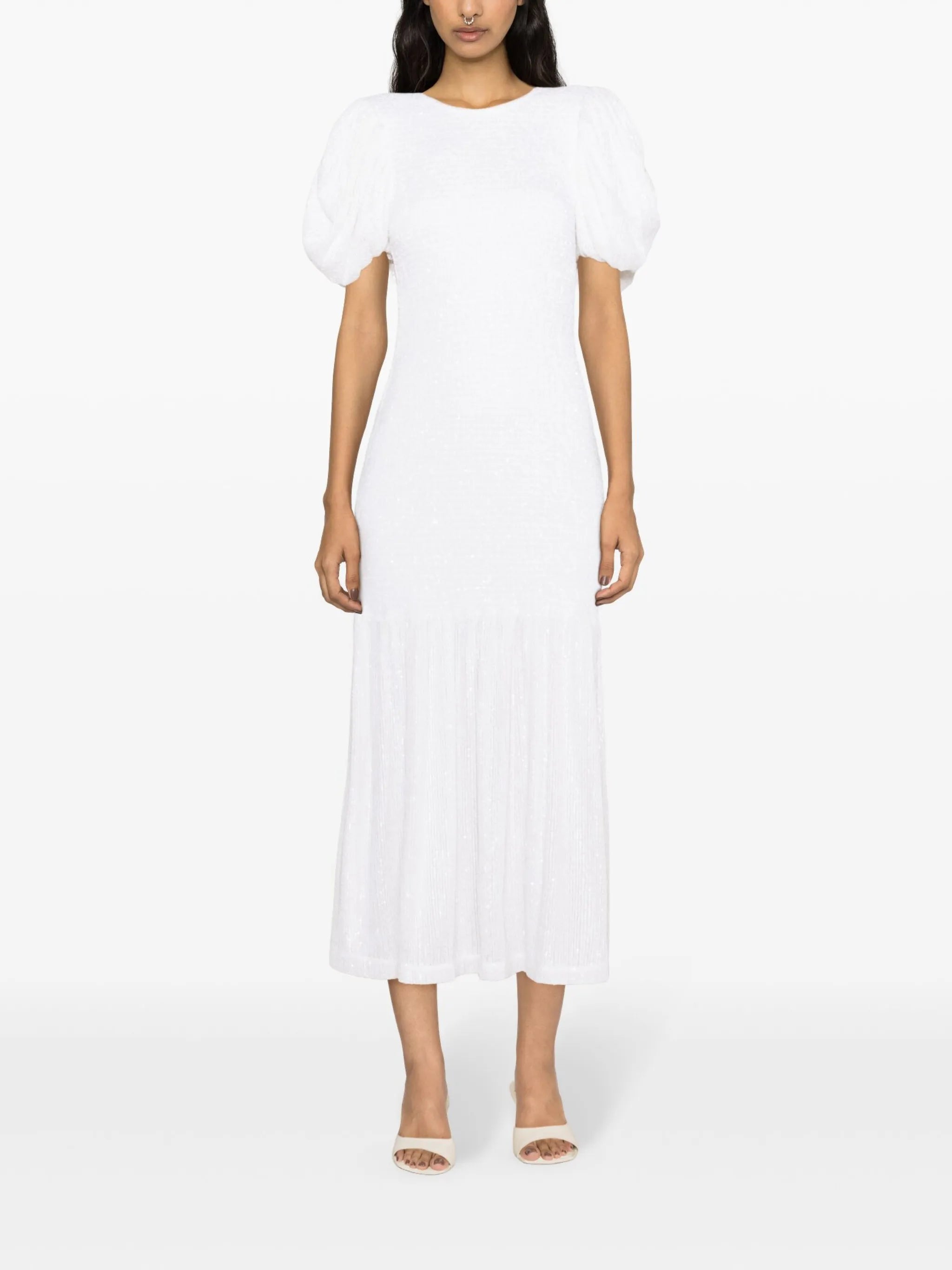 sequinned puff-sleeve maxi dress