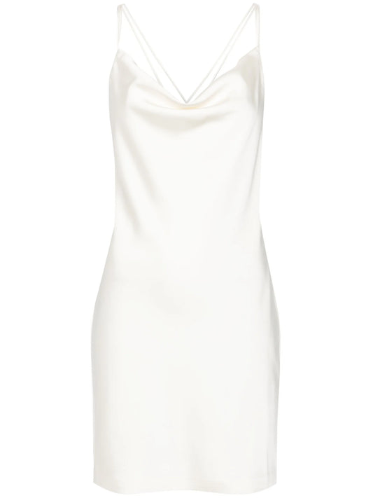 cowl-neck satin slip dress