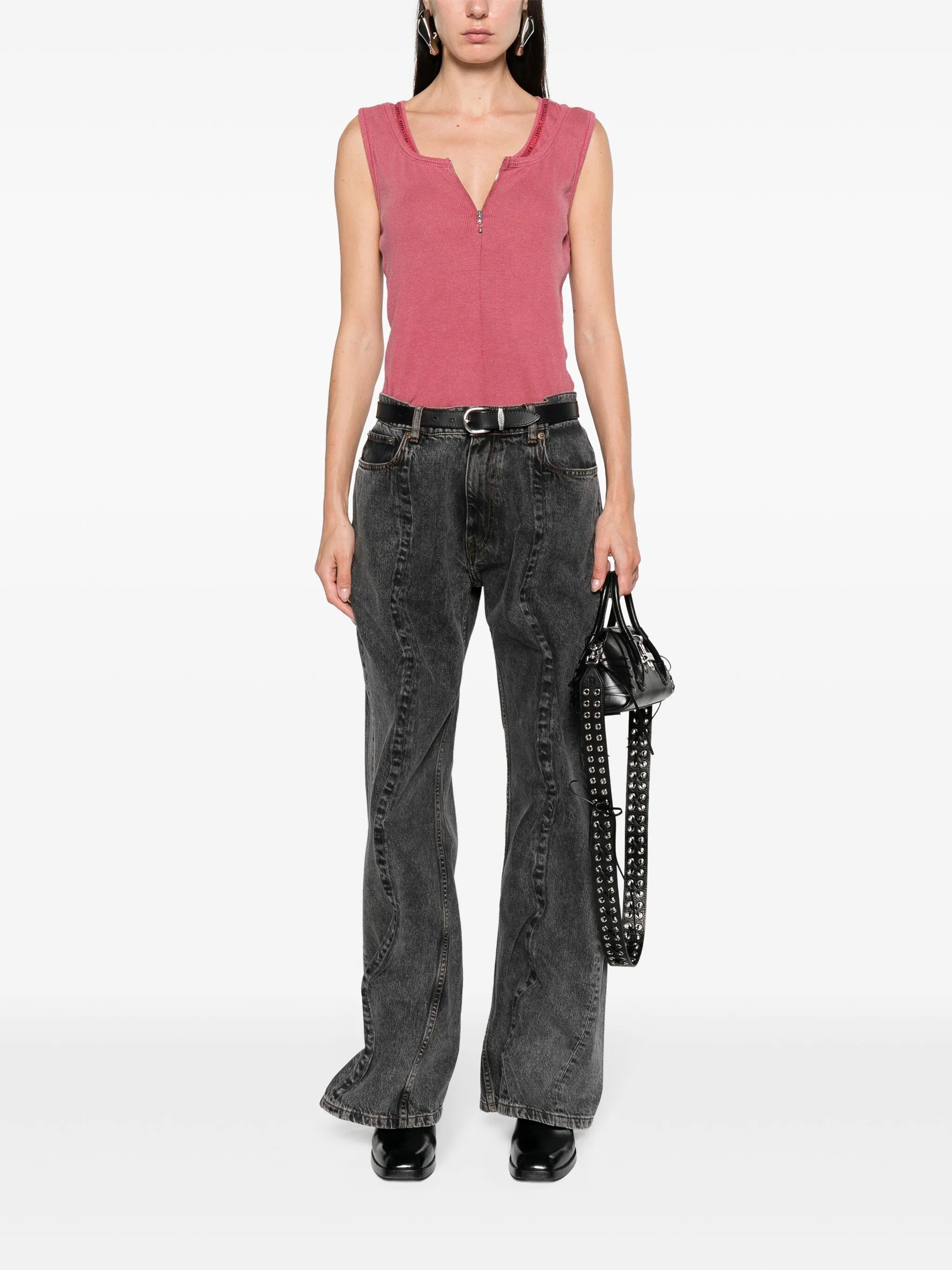 layered ribbed tank top