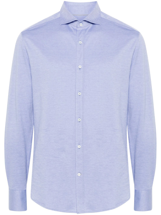spread-collar cotton shirt