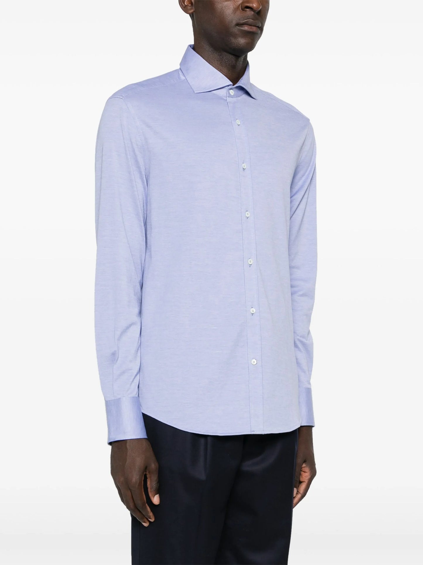 spread-collar cotton shirt