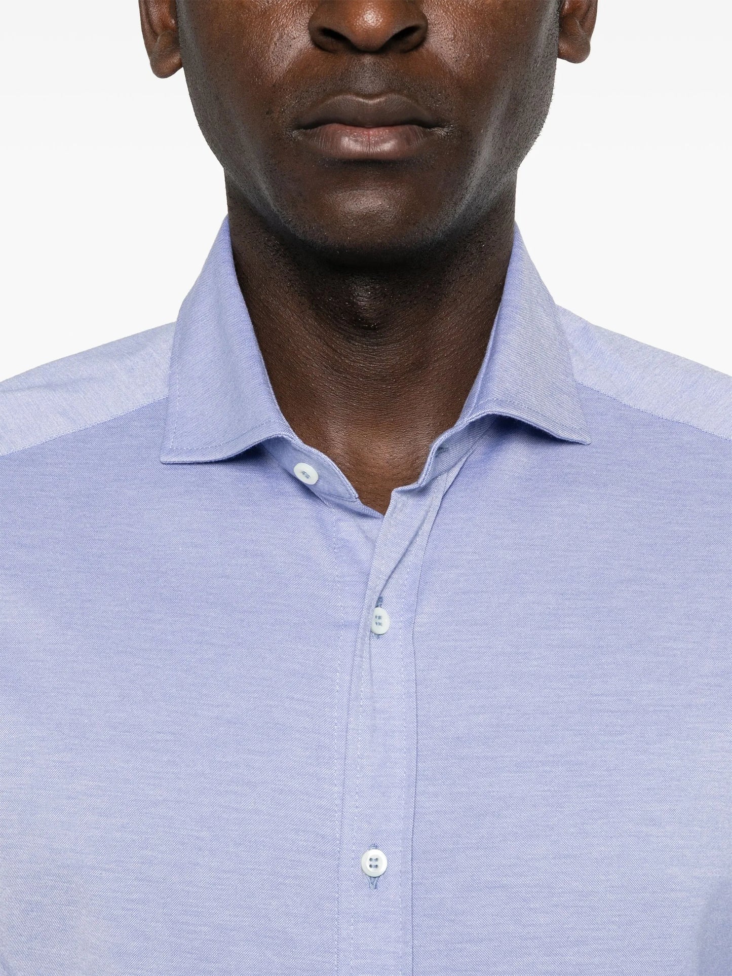 spread-collar cotton shirt