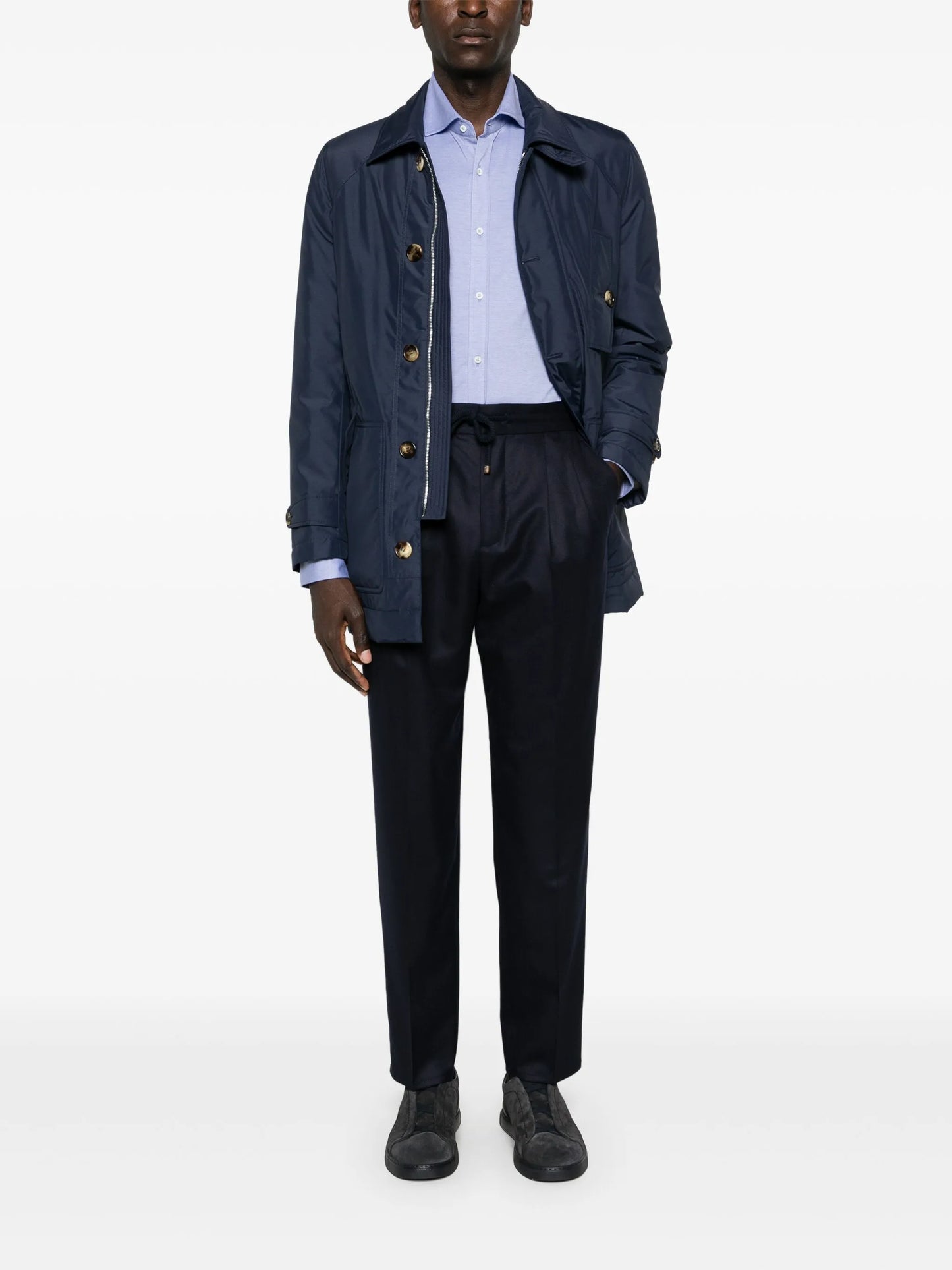 spread-collar cotton shirt