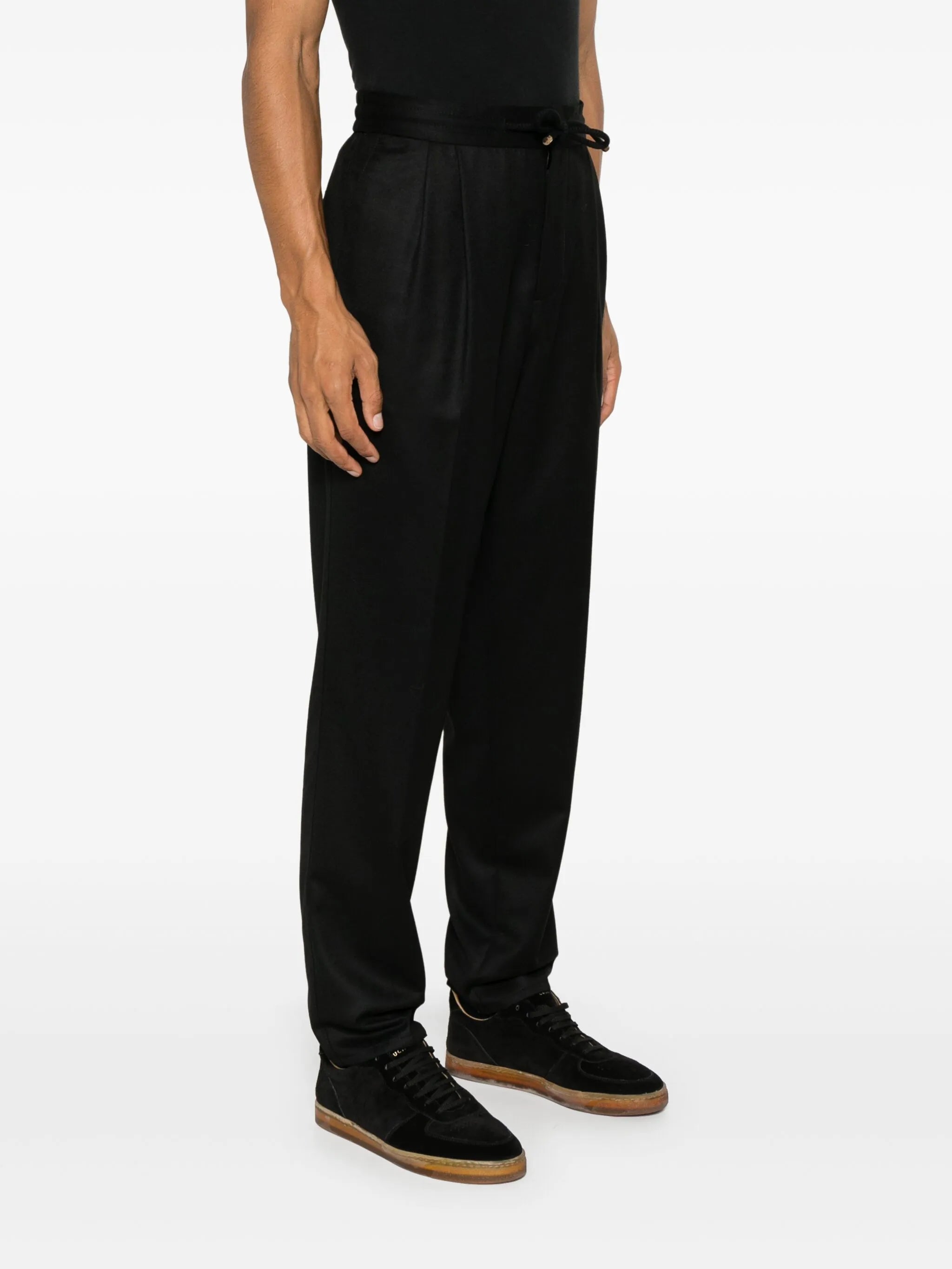 pleat-detail tapered trousers