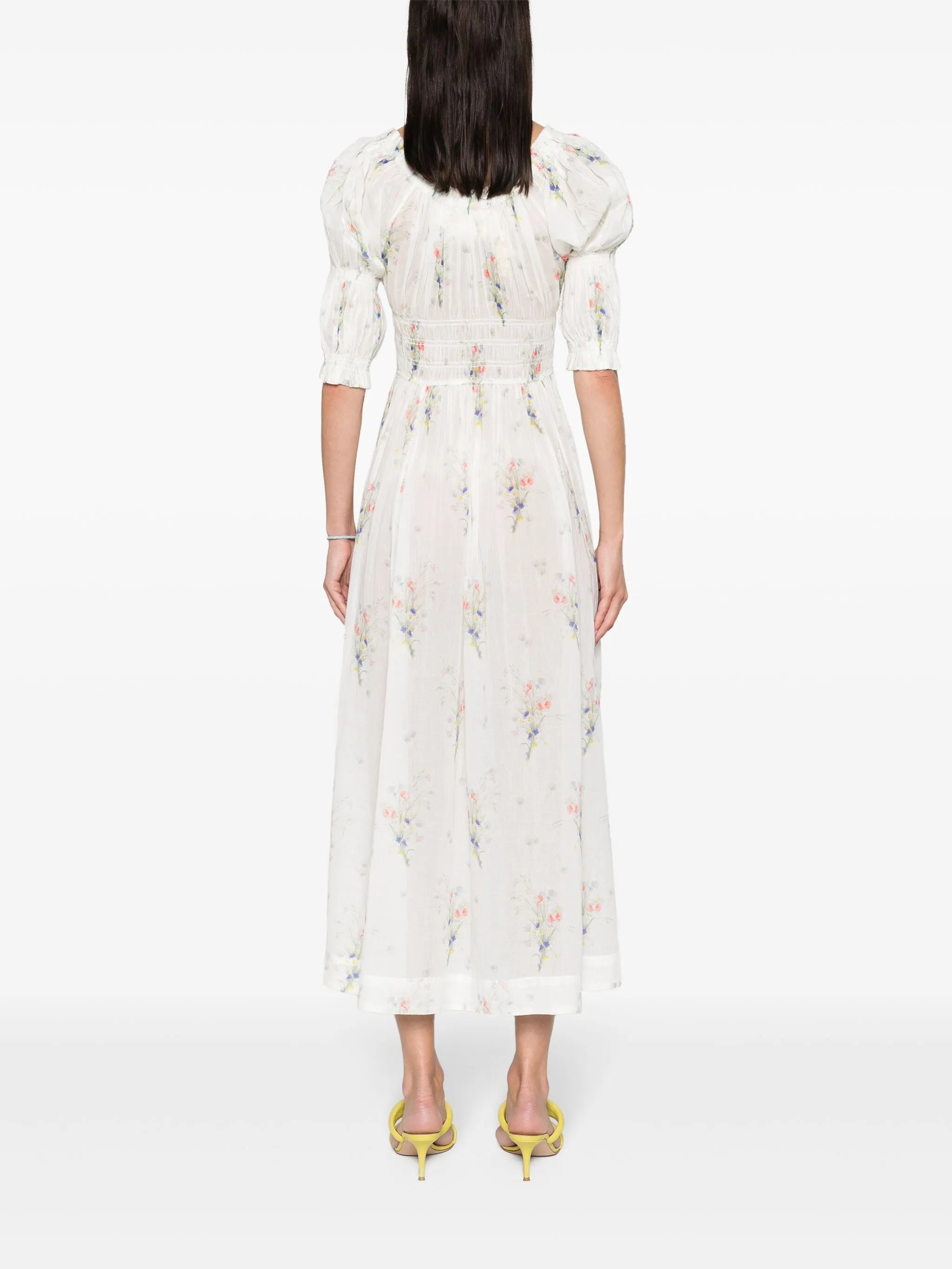 Ischia Painted Bouquet-print midi dress