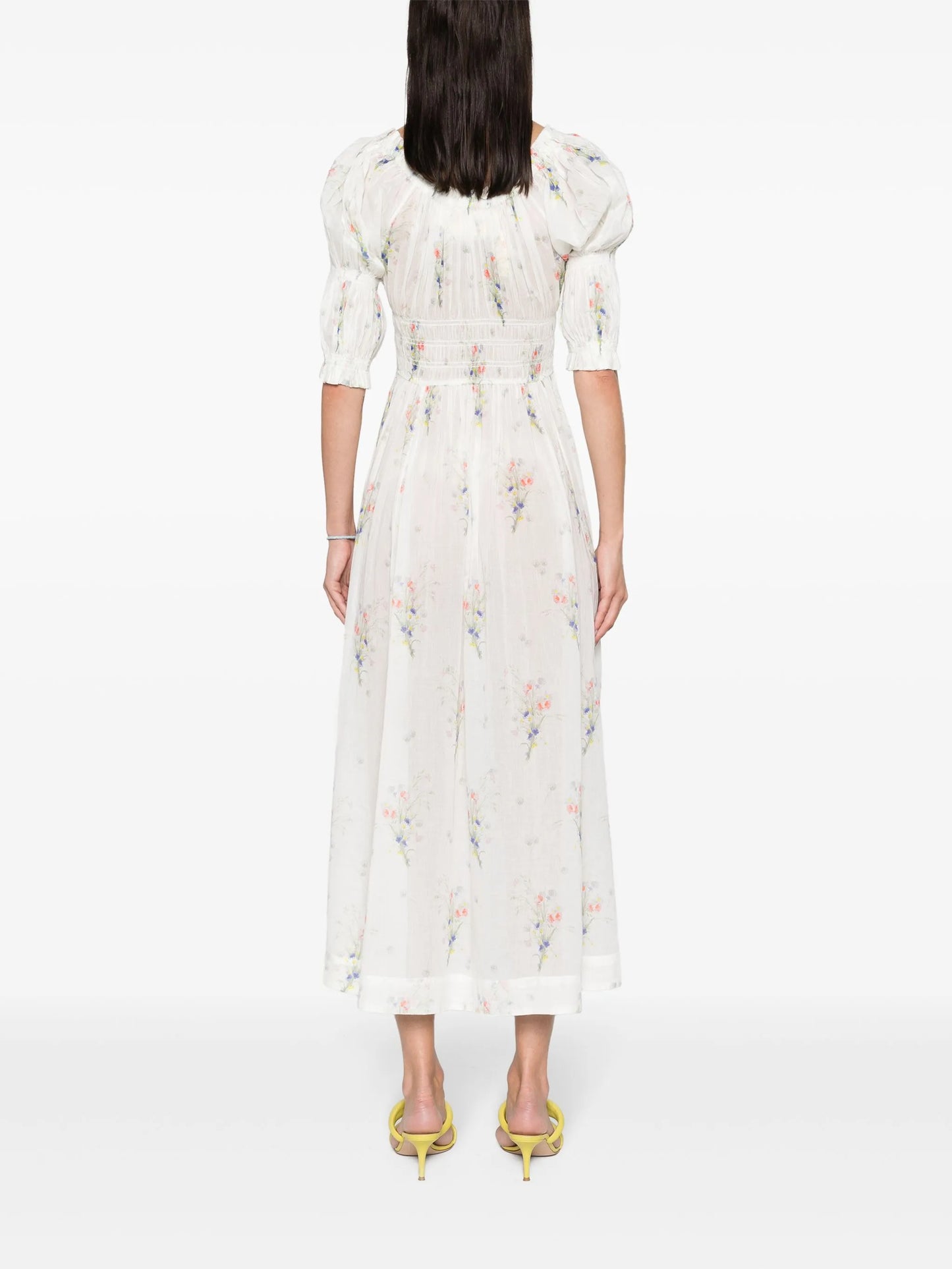 Ischia Painted Bouquet-print midi dress