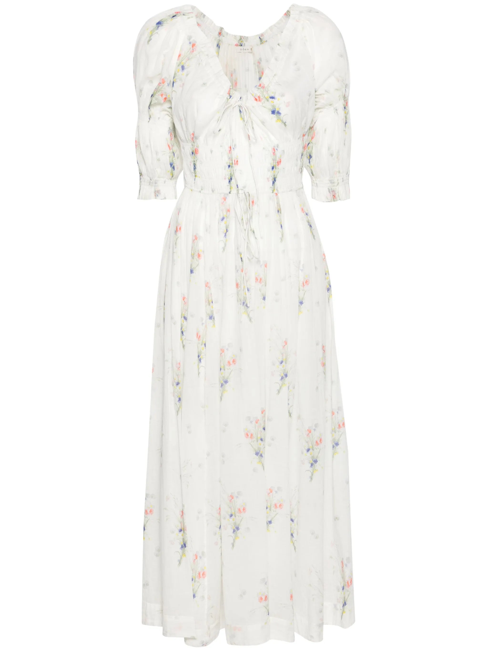 Ischia Painted Bouquet-print midi dress