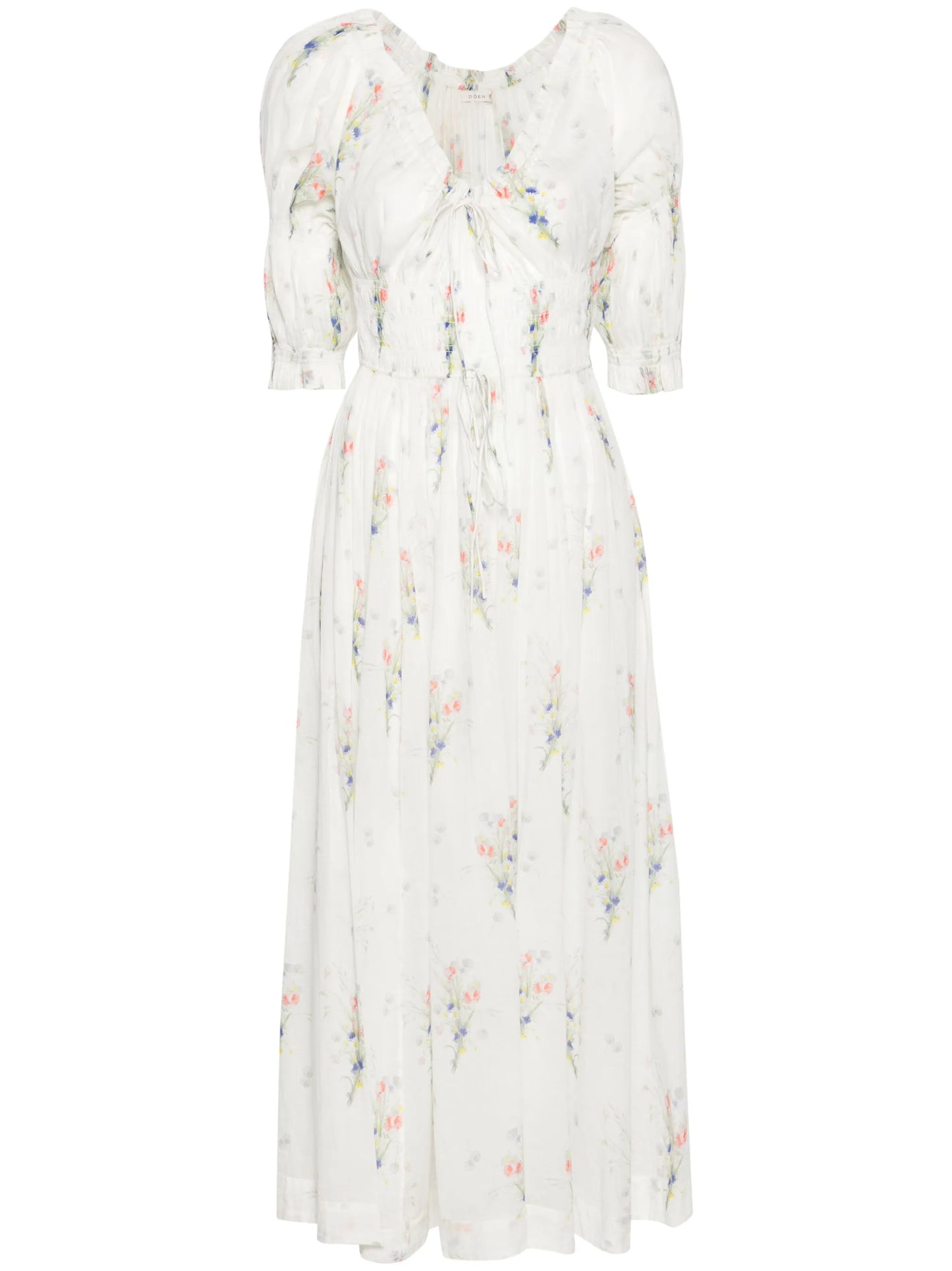 Ischia Painted Bouquet-print midi dress