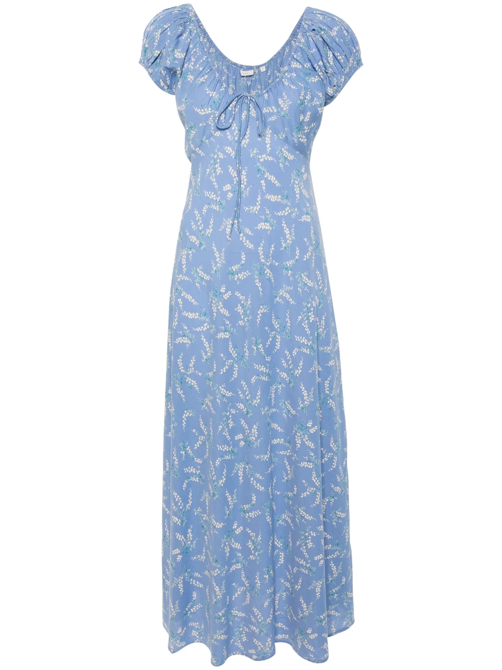 wide-neck floral-print midi dress