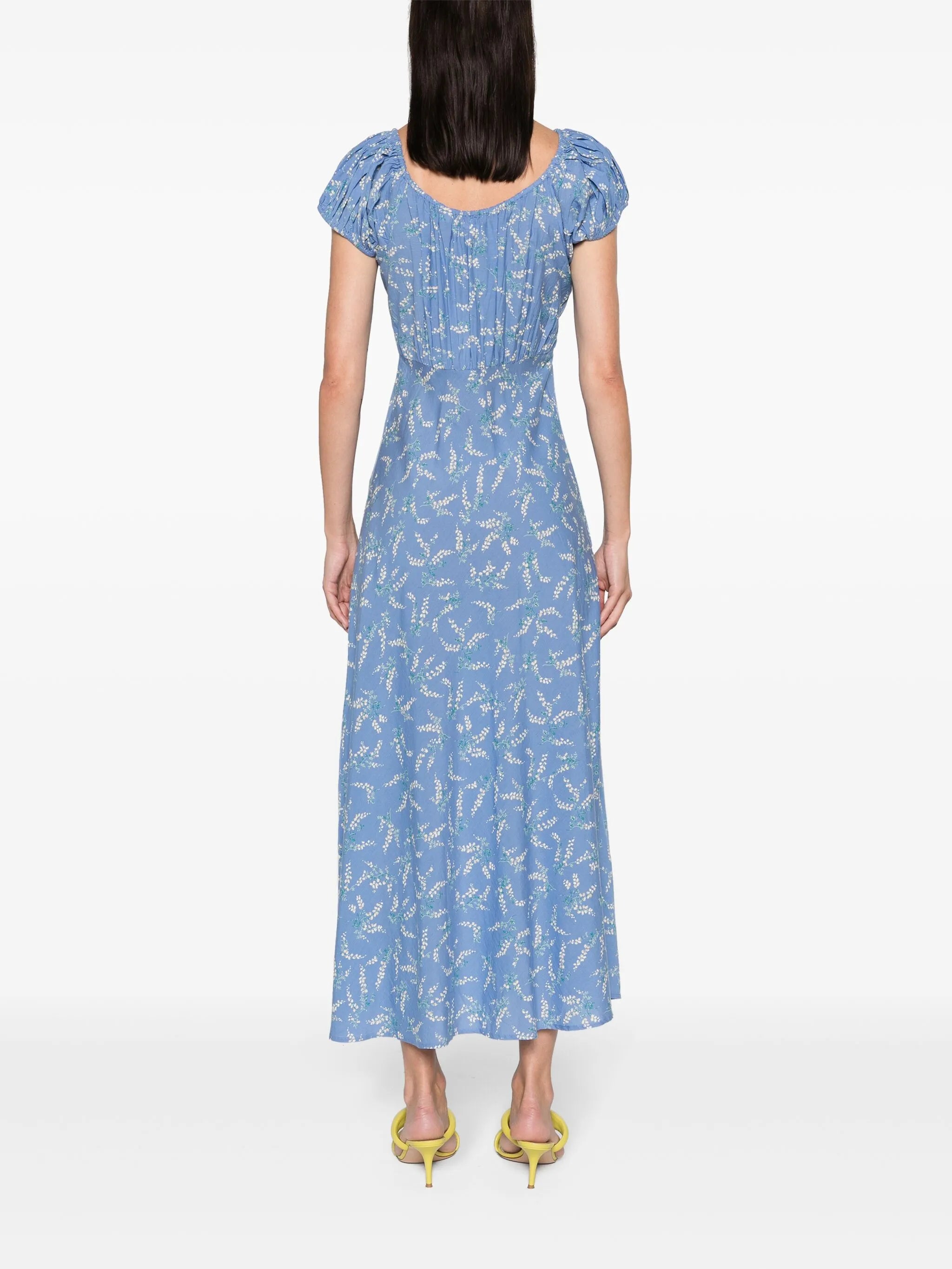 wide-neck floral-print midi dress