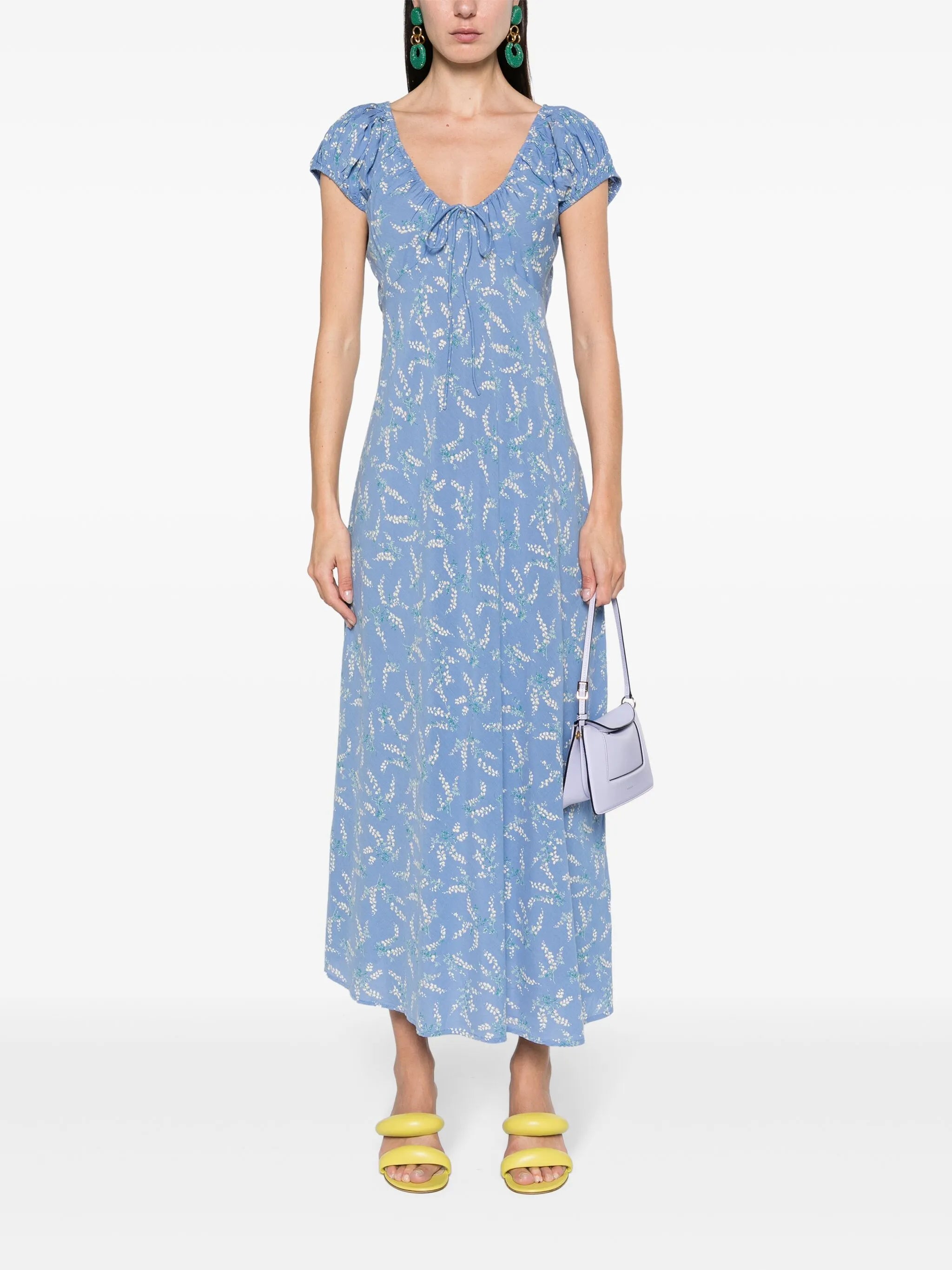 wide-neck floral-print midi dress