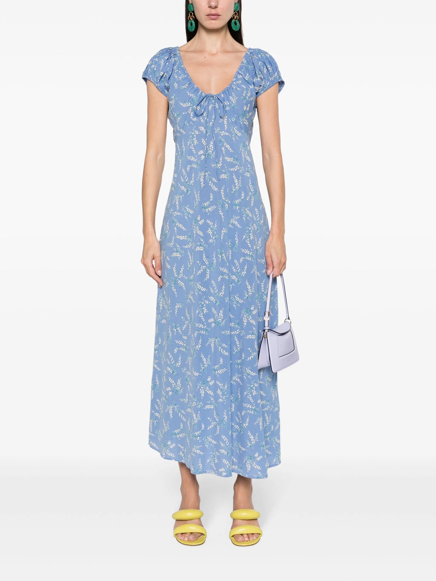 wide-neck floral-print midi dress