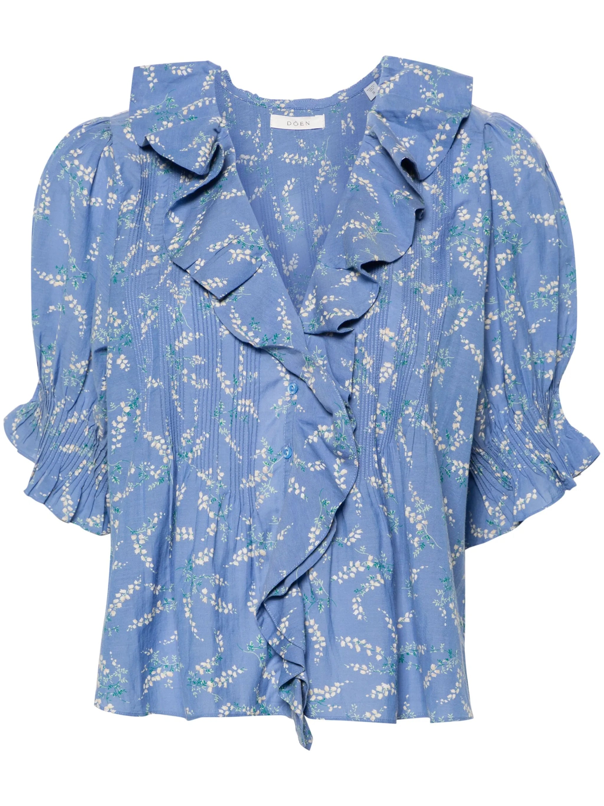 floral-print ruffled blouse