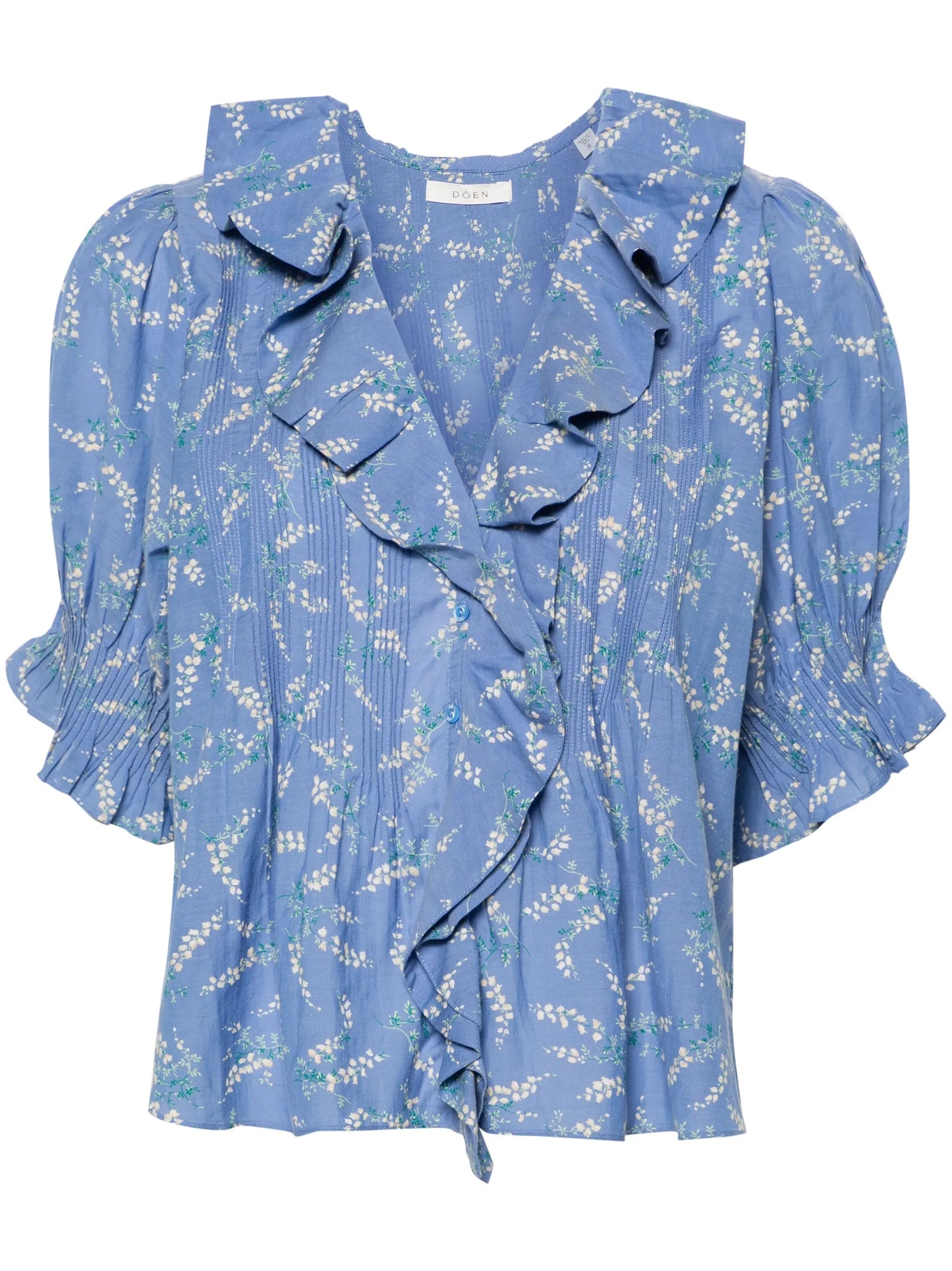 floral-print ruffled blouse