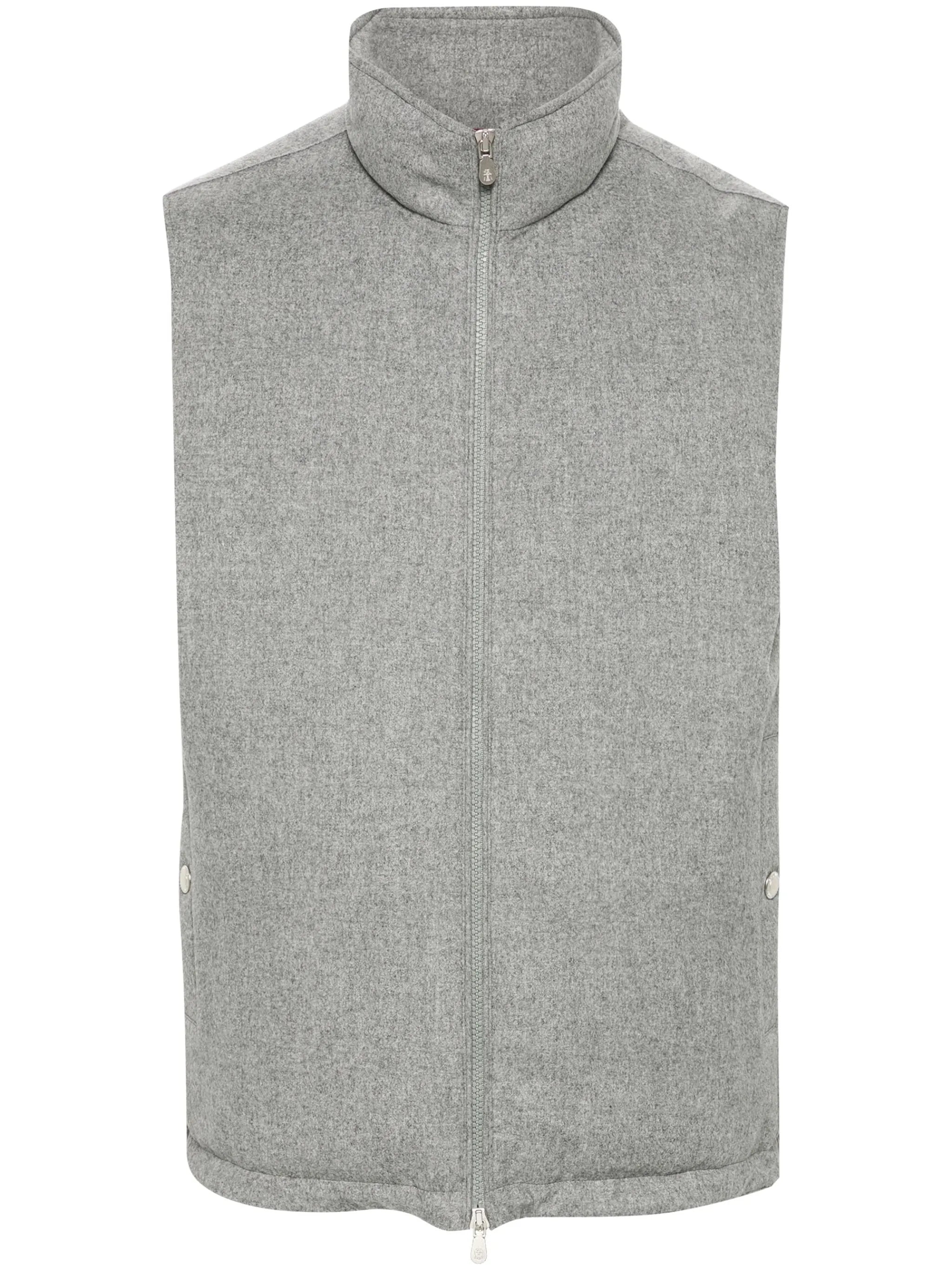 high-neck wool gilet