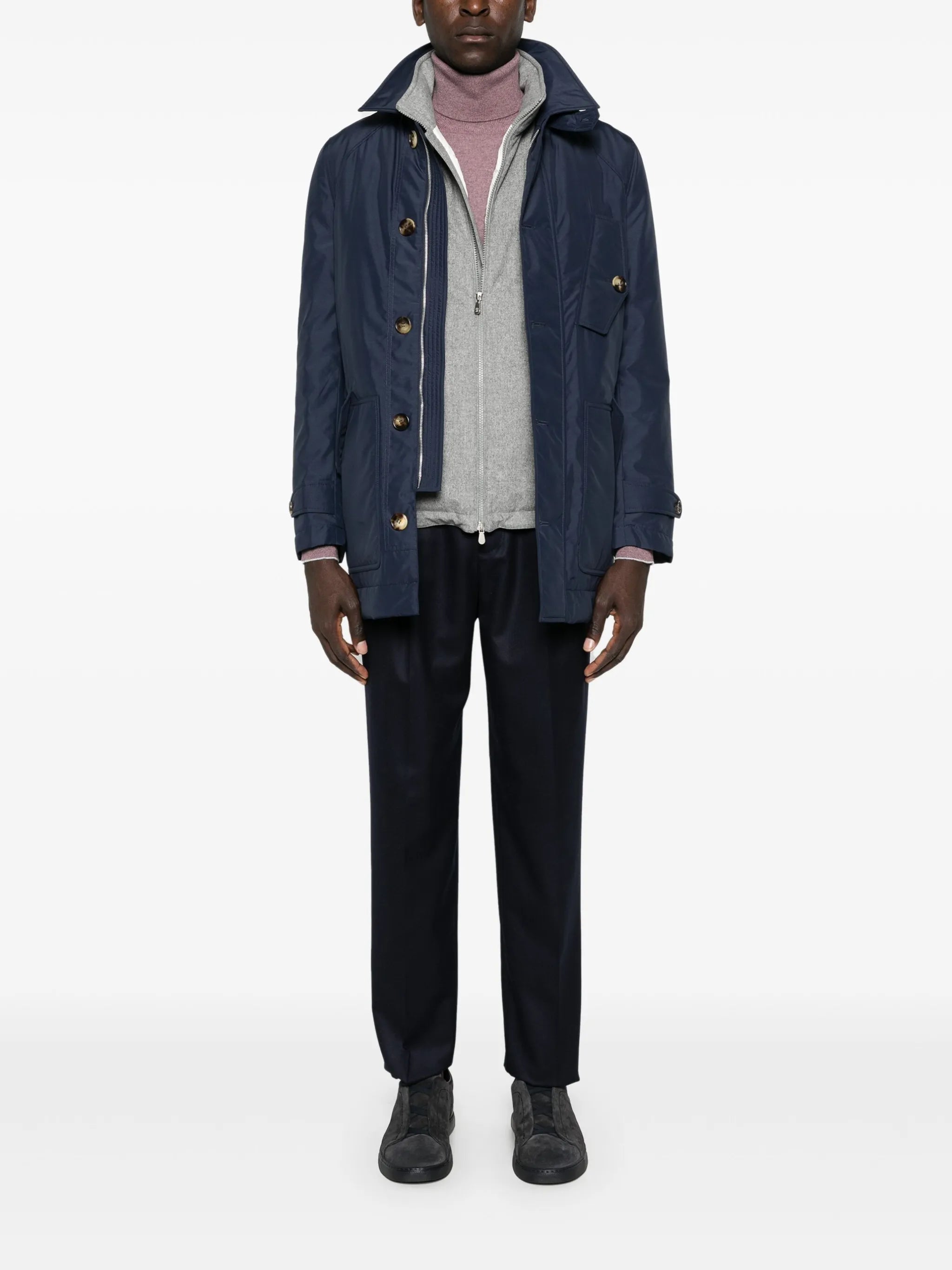 high-neck wool gilet