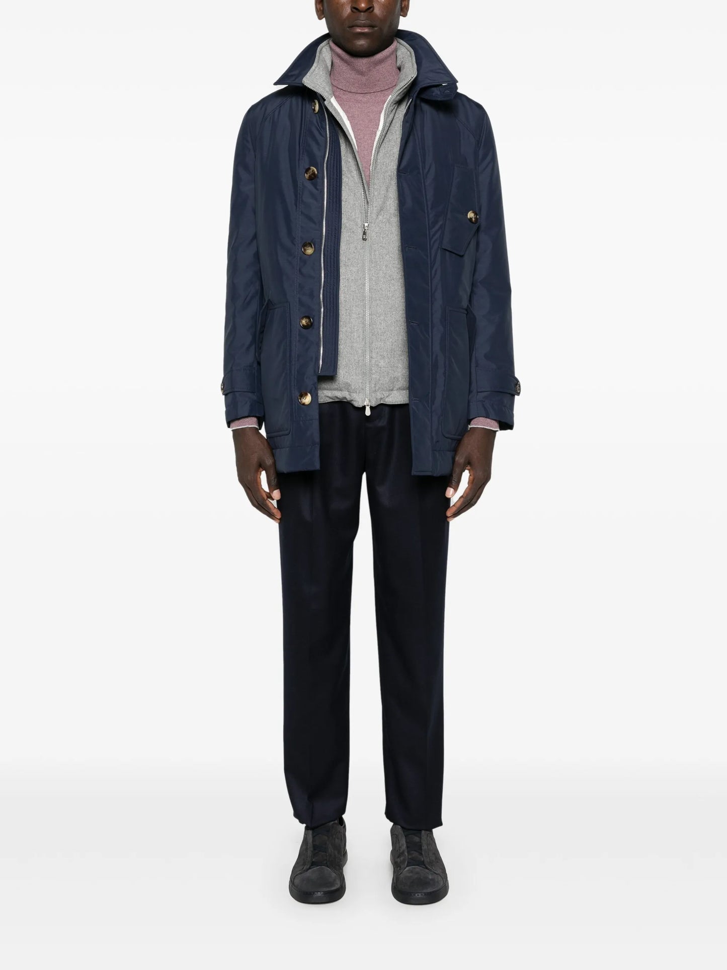 high-neck wool gilet