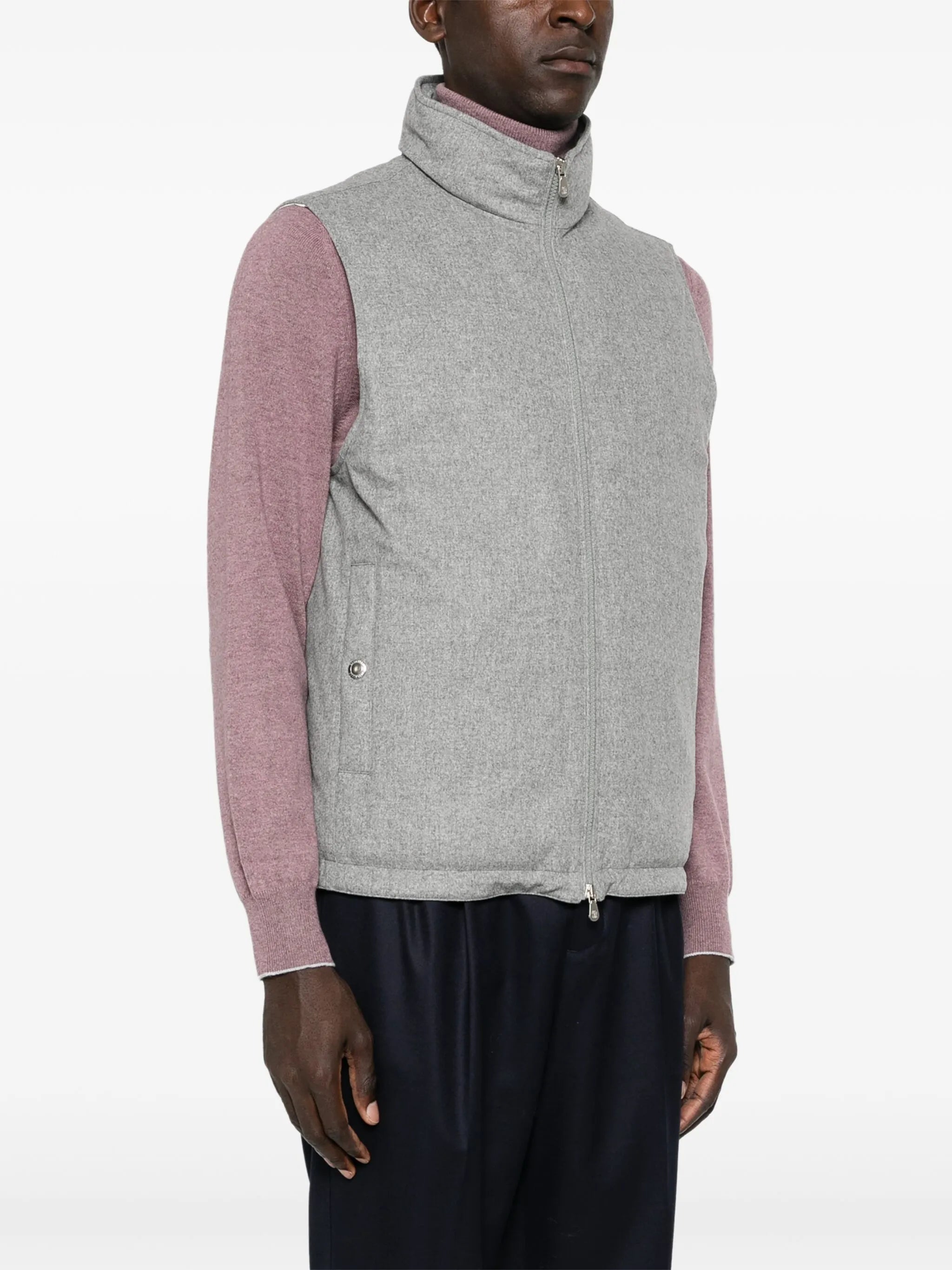 high-neck wool gilet