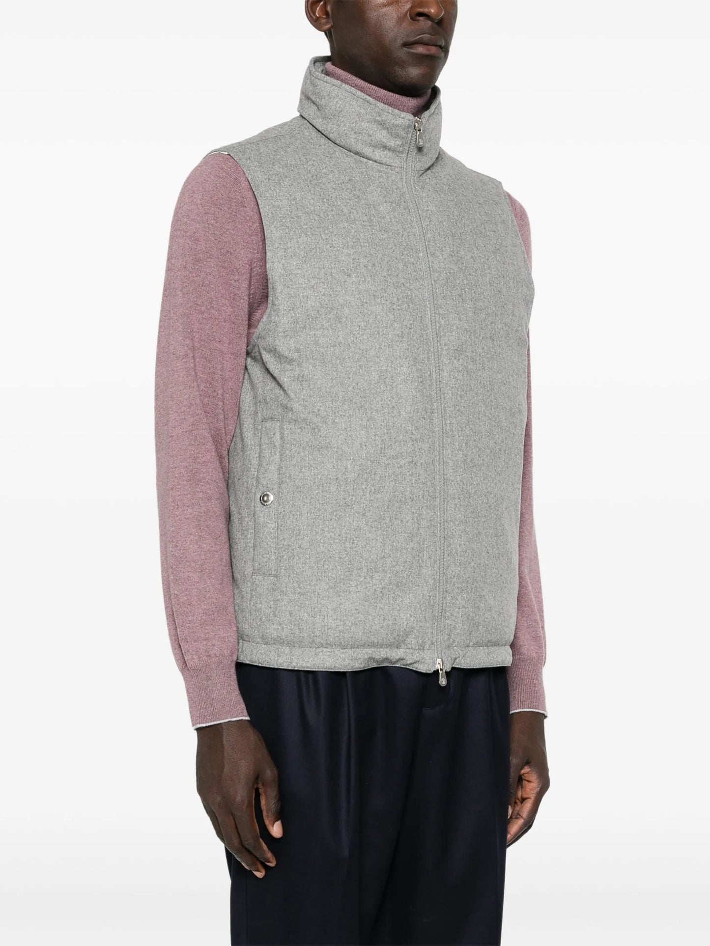 high-neck wool gilet