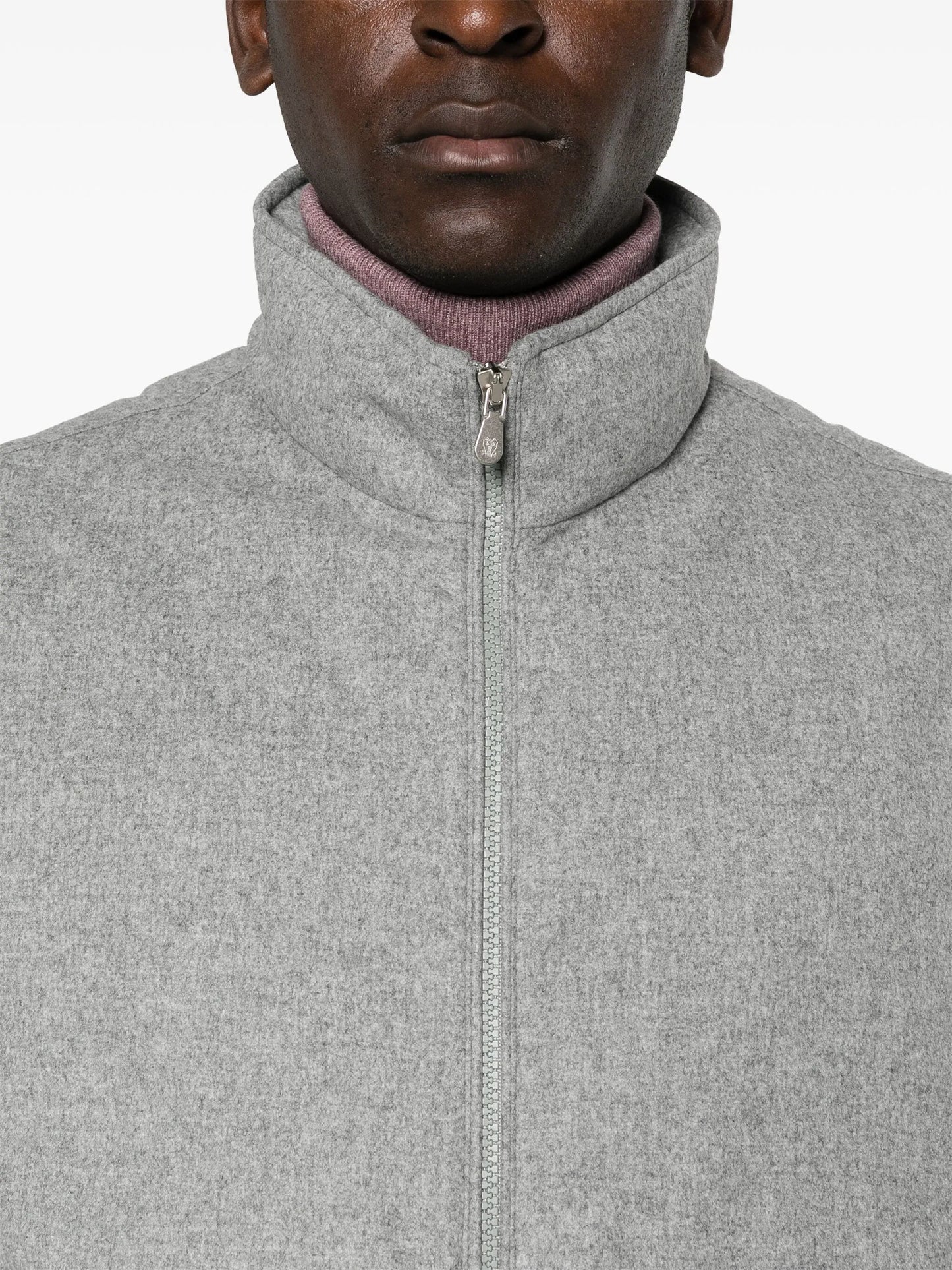 high-neck wool gilet