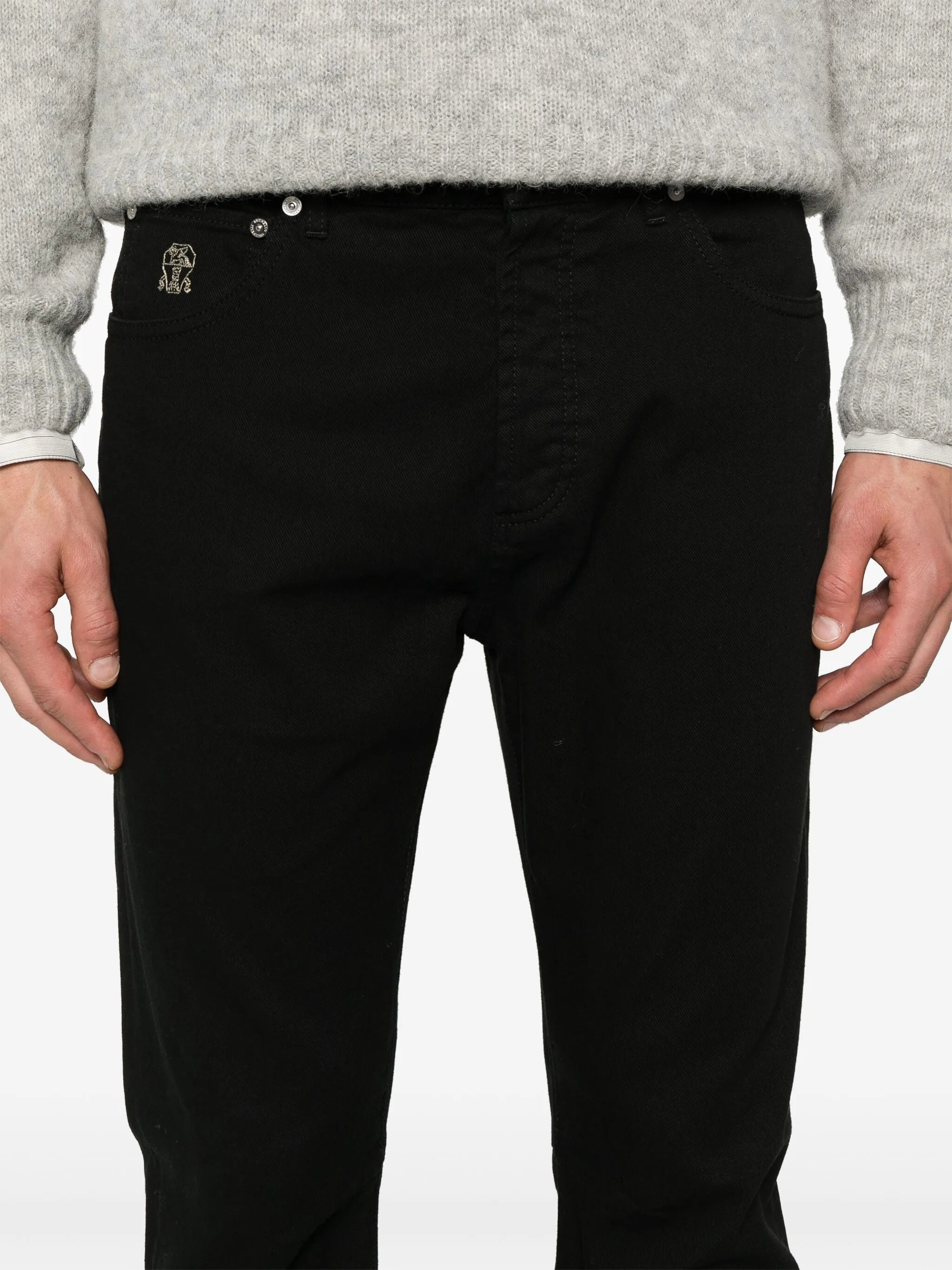 garment-dyed slim-cut jeans
