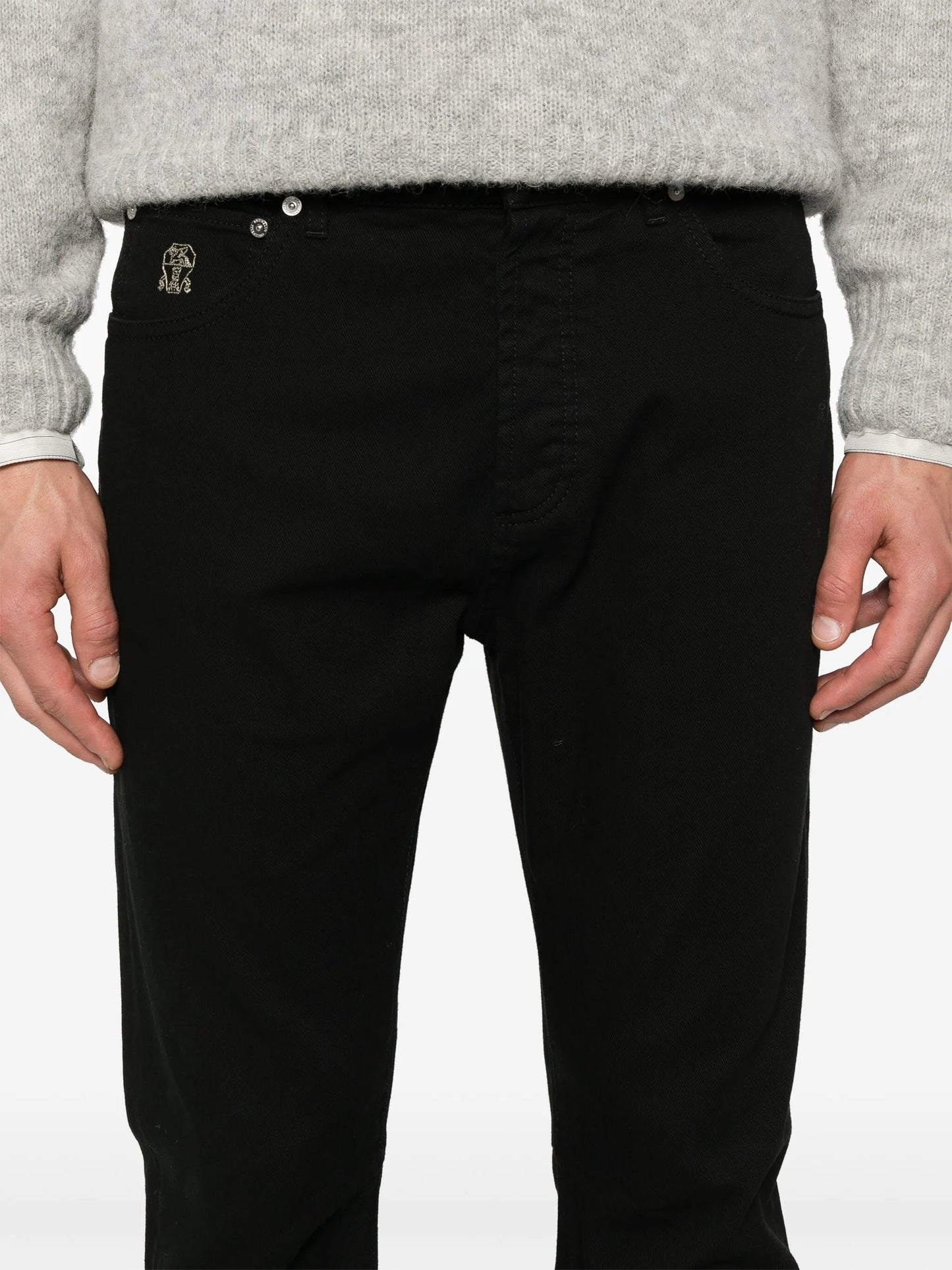 garment-dyed slim-cut jeans