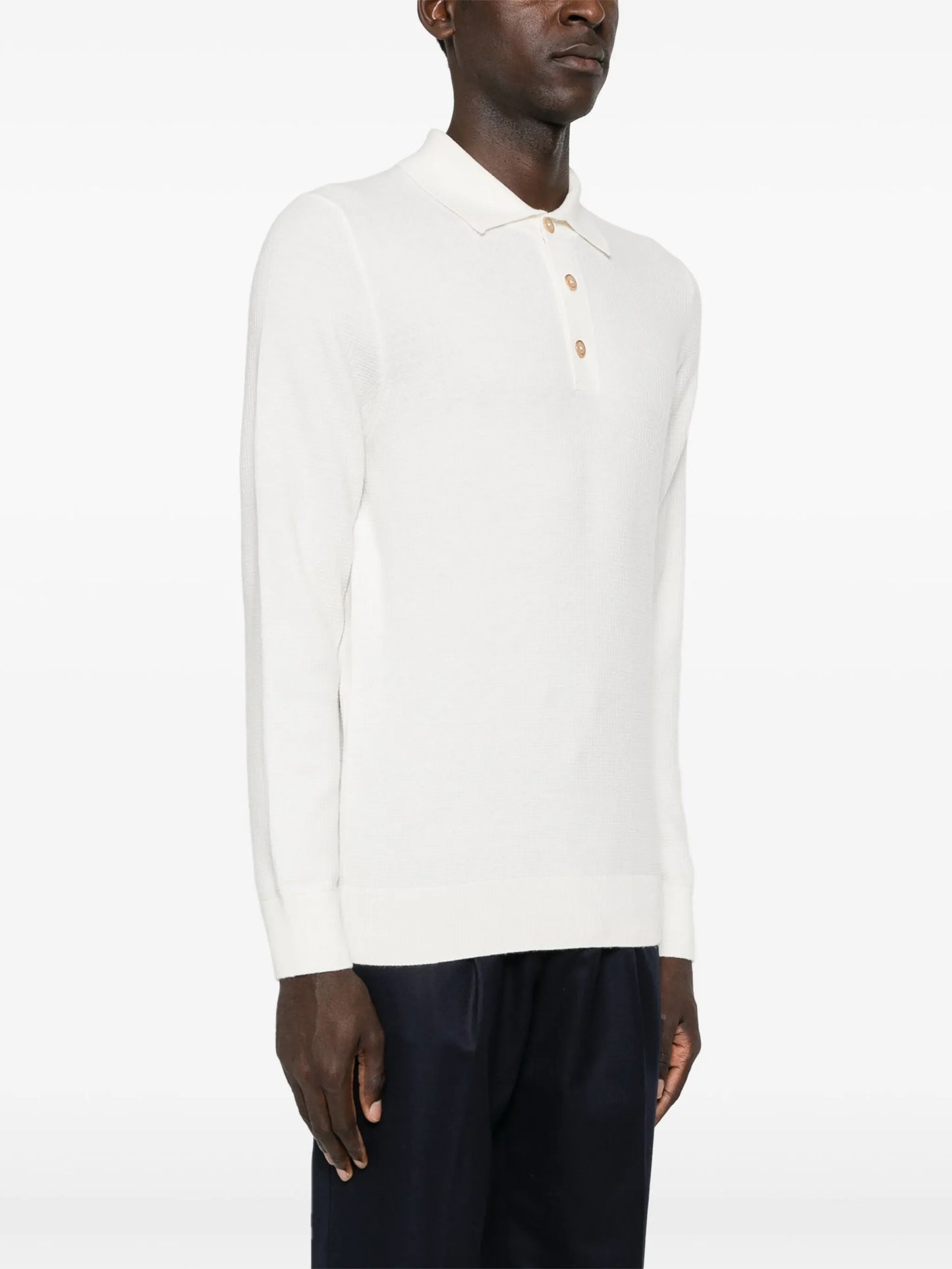 waffle-knit cashmere polo shirt