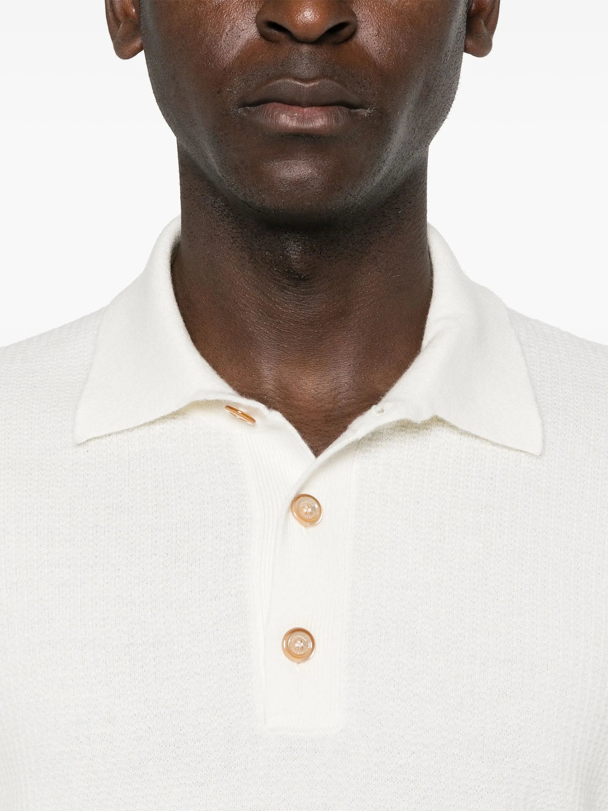 waffle-knit cashmere polo shirt