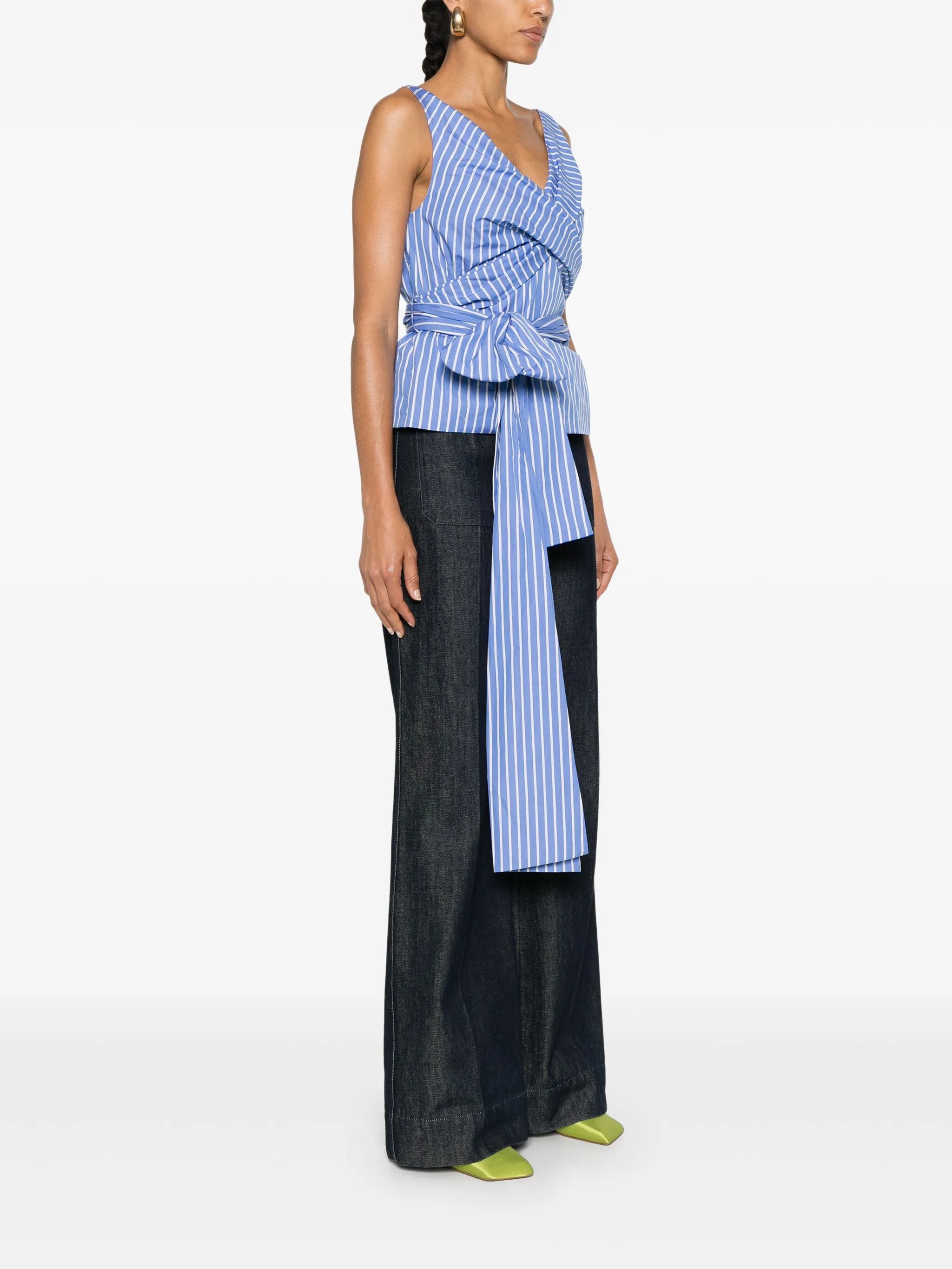 striped wrapped blouse