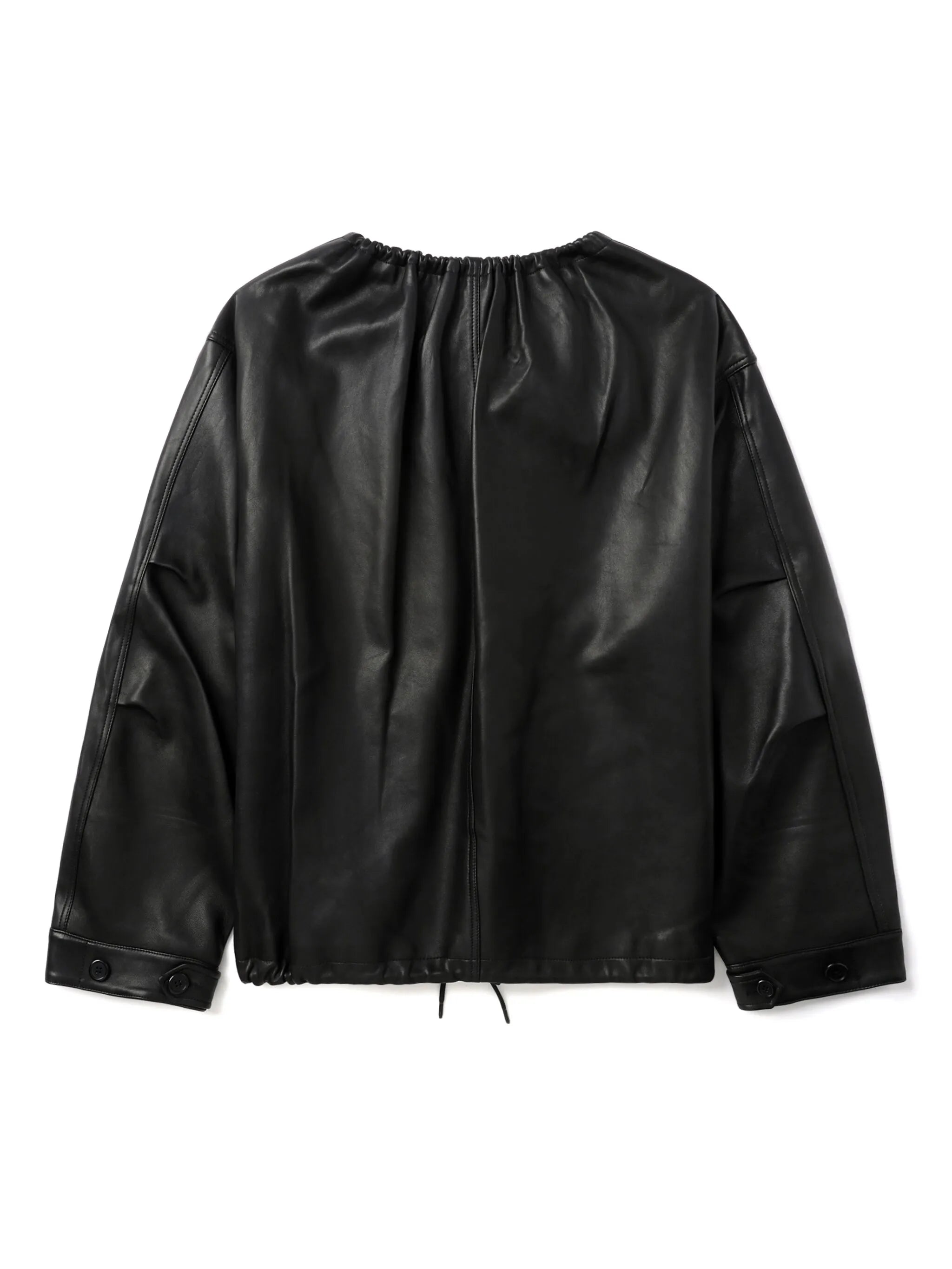 drawstring-neck leather jacket