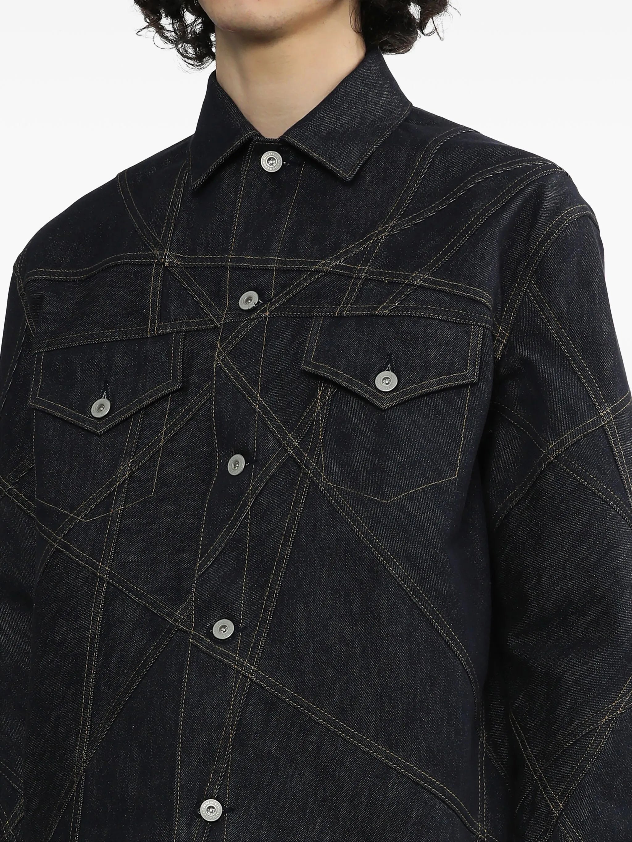 contrast-stitching denim jacket