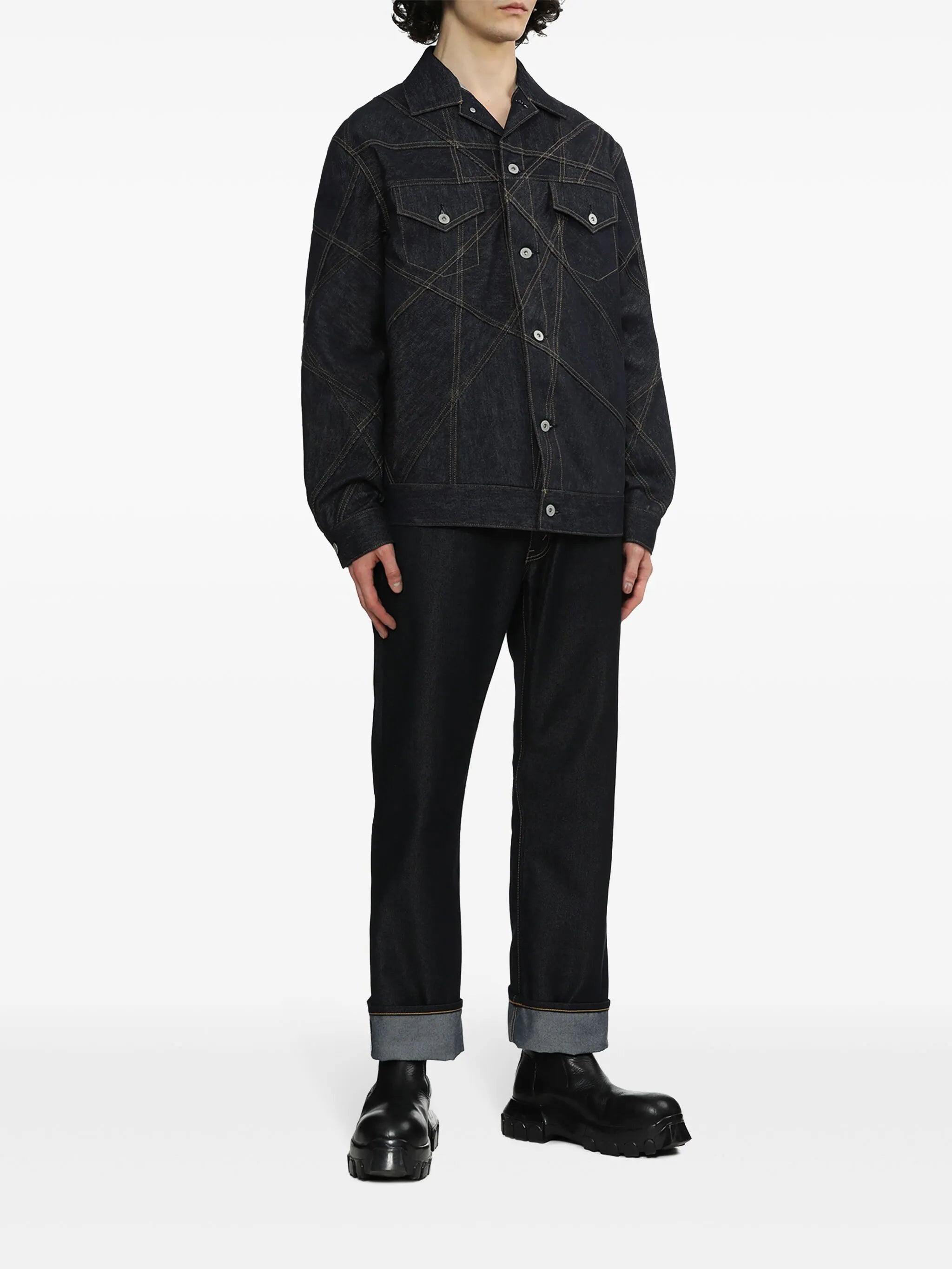 contrast-stitching denim jacket