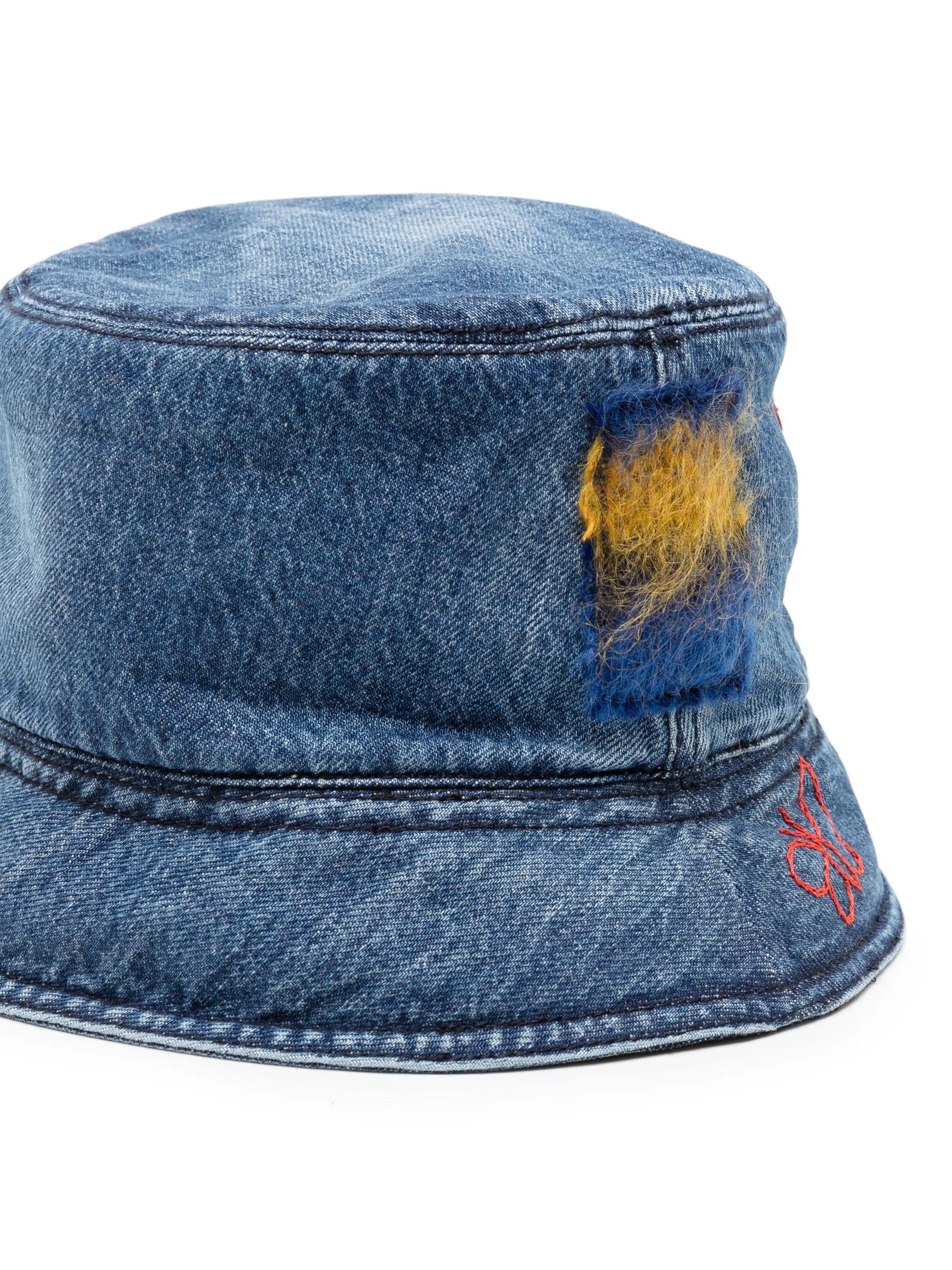 embroidered denim bucket hat