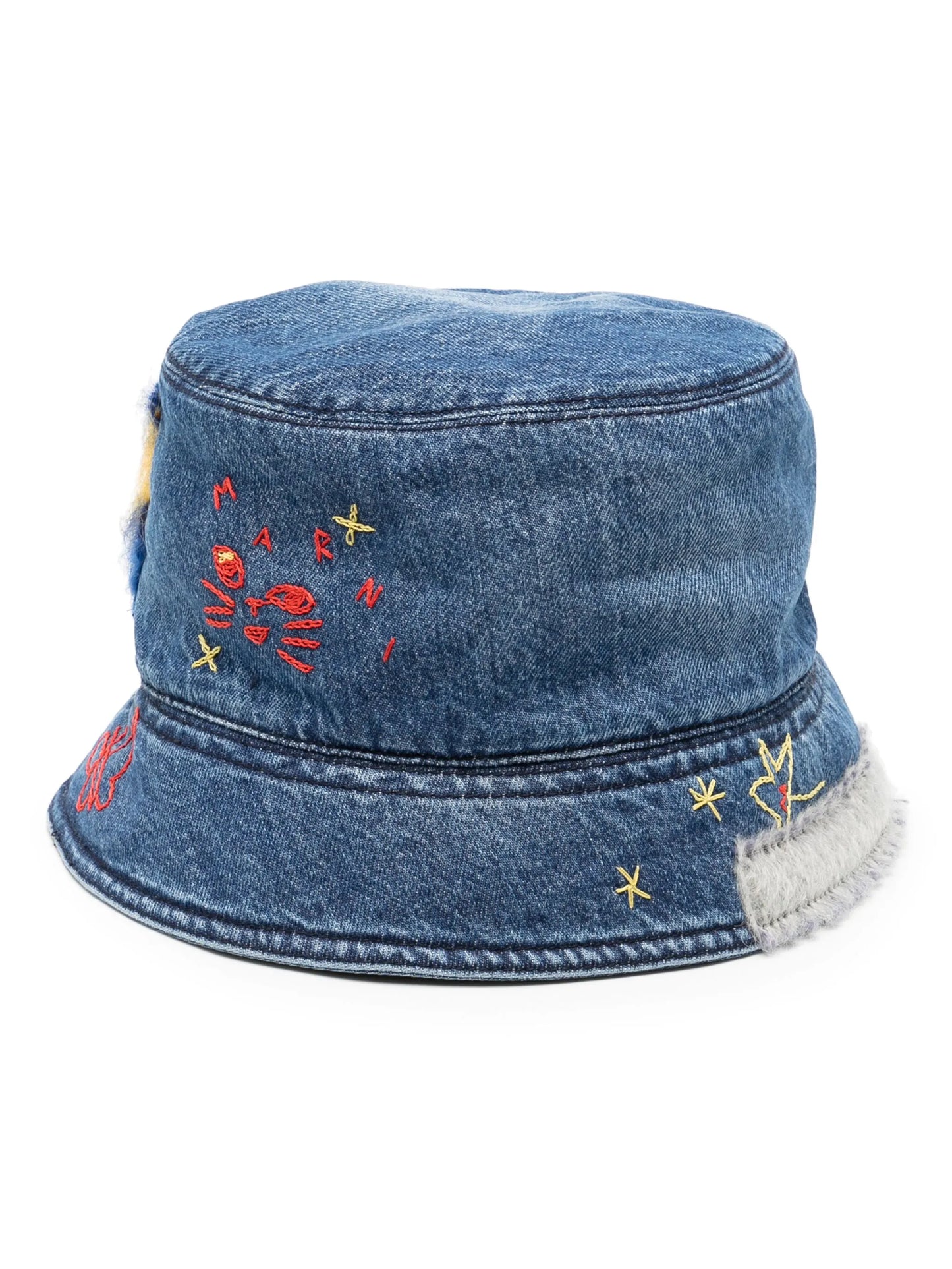 embroidered denim bucket hat