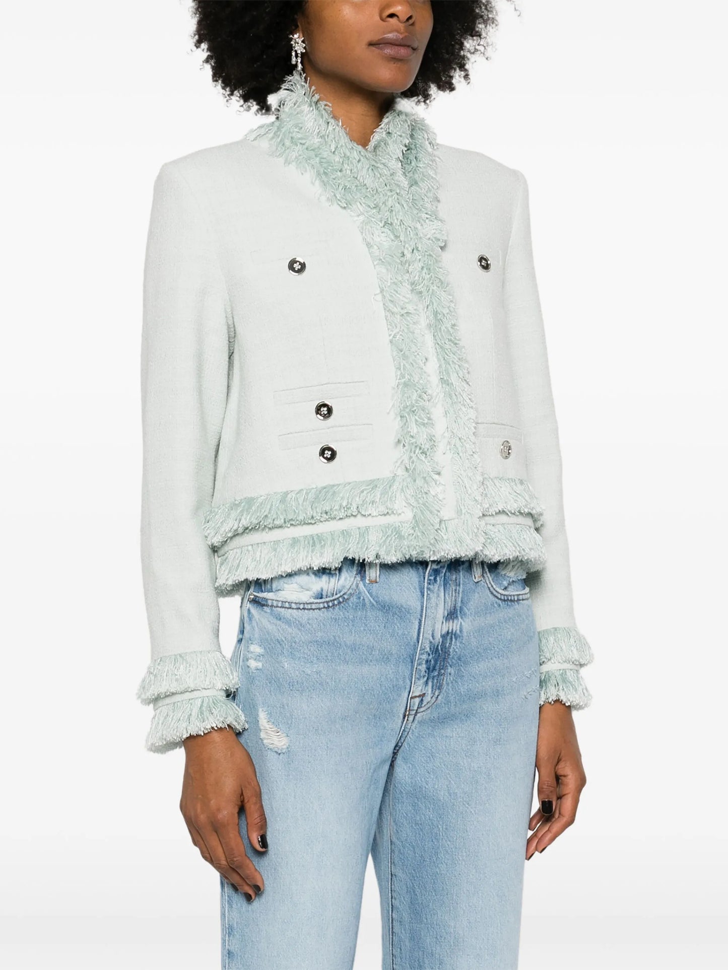 fringed bouclé jacket