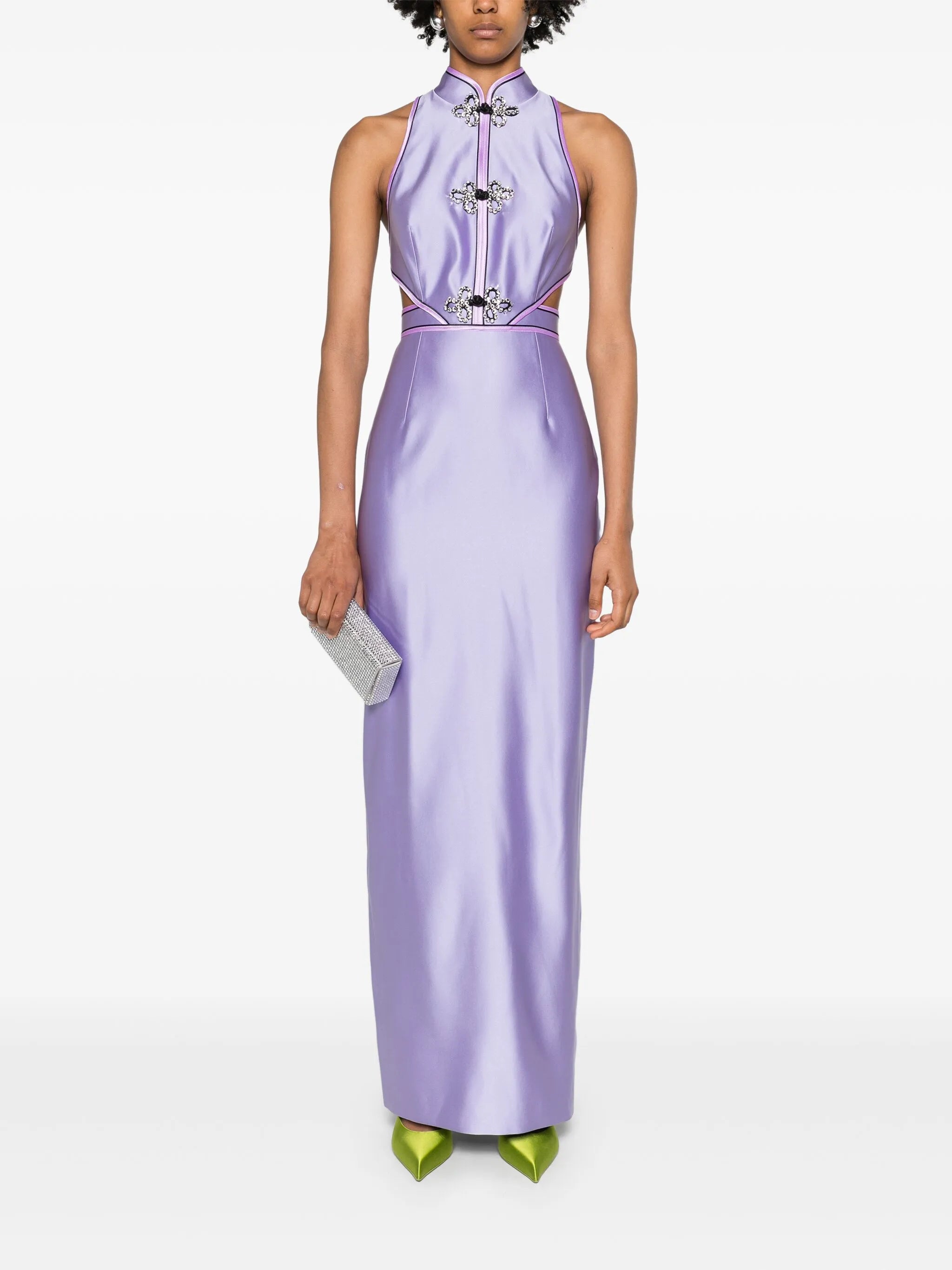 Leila sleeveless satin gown