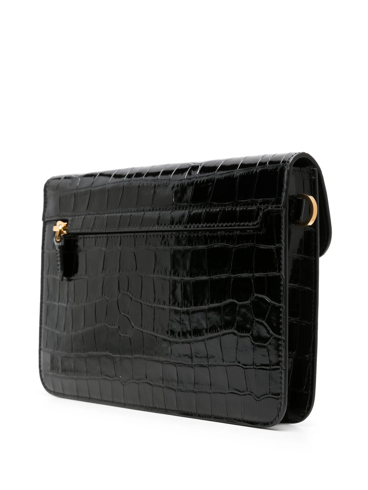 Portfolio croc-embossed leather clutch bag